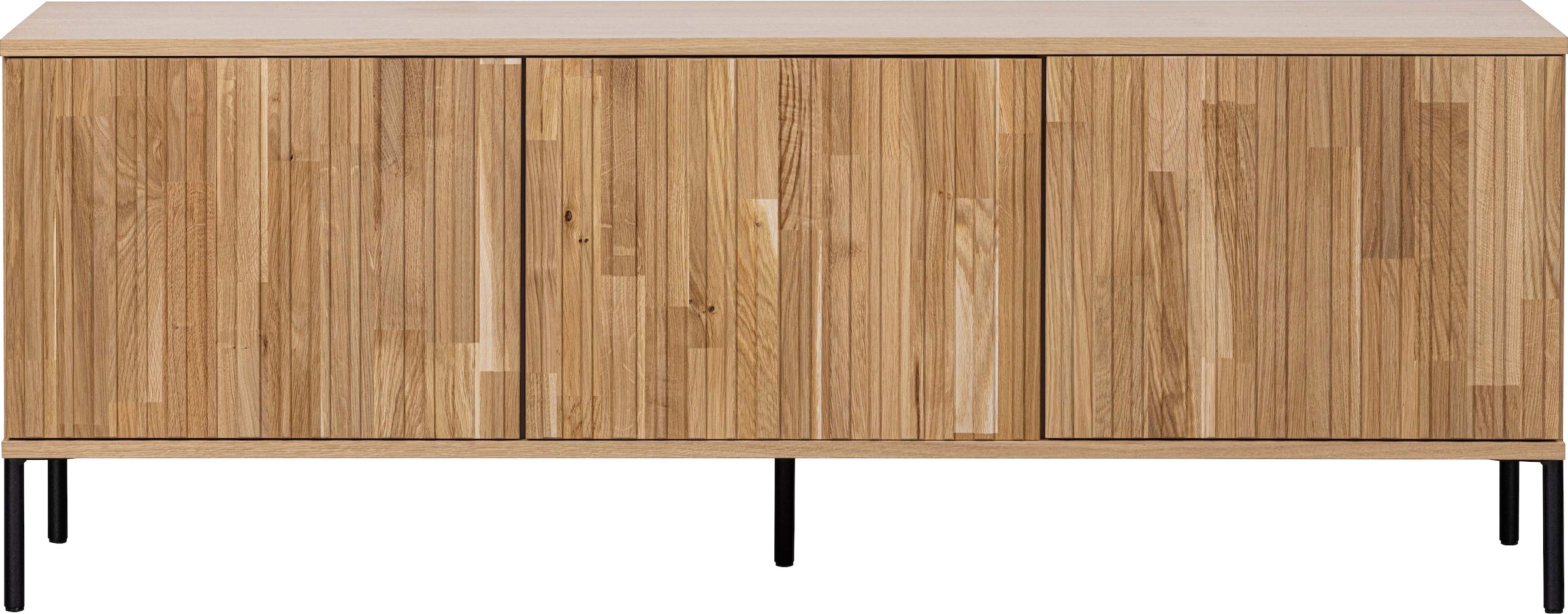 WOOOD Sideboard "New Gravure FSC Mix holz mit Druckmechanismus H 56 x B 150 x T 44 cm" Eichenholz, Tragkraft höhenverstellbare boden 10 kg, Kabelöffnung
