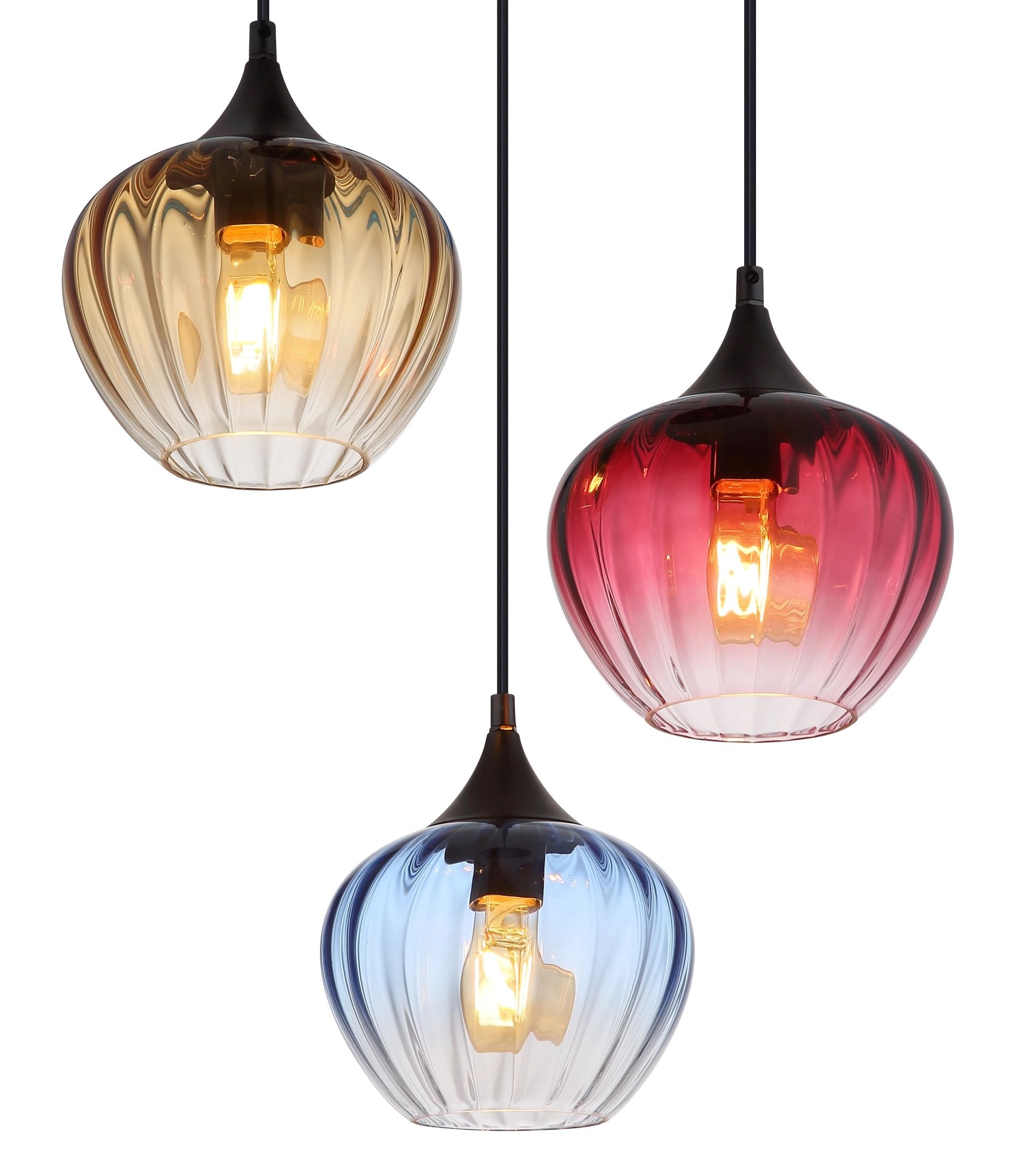 GLOBO LIGHTING Hängeleuchte »SANDER«, Leuchtmittel E27 | ohne Leuchtmittel, alle Gläser mit Farbverlauf