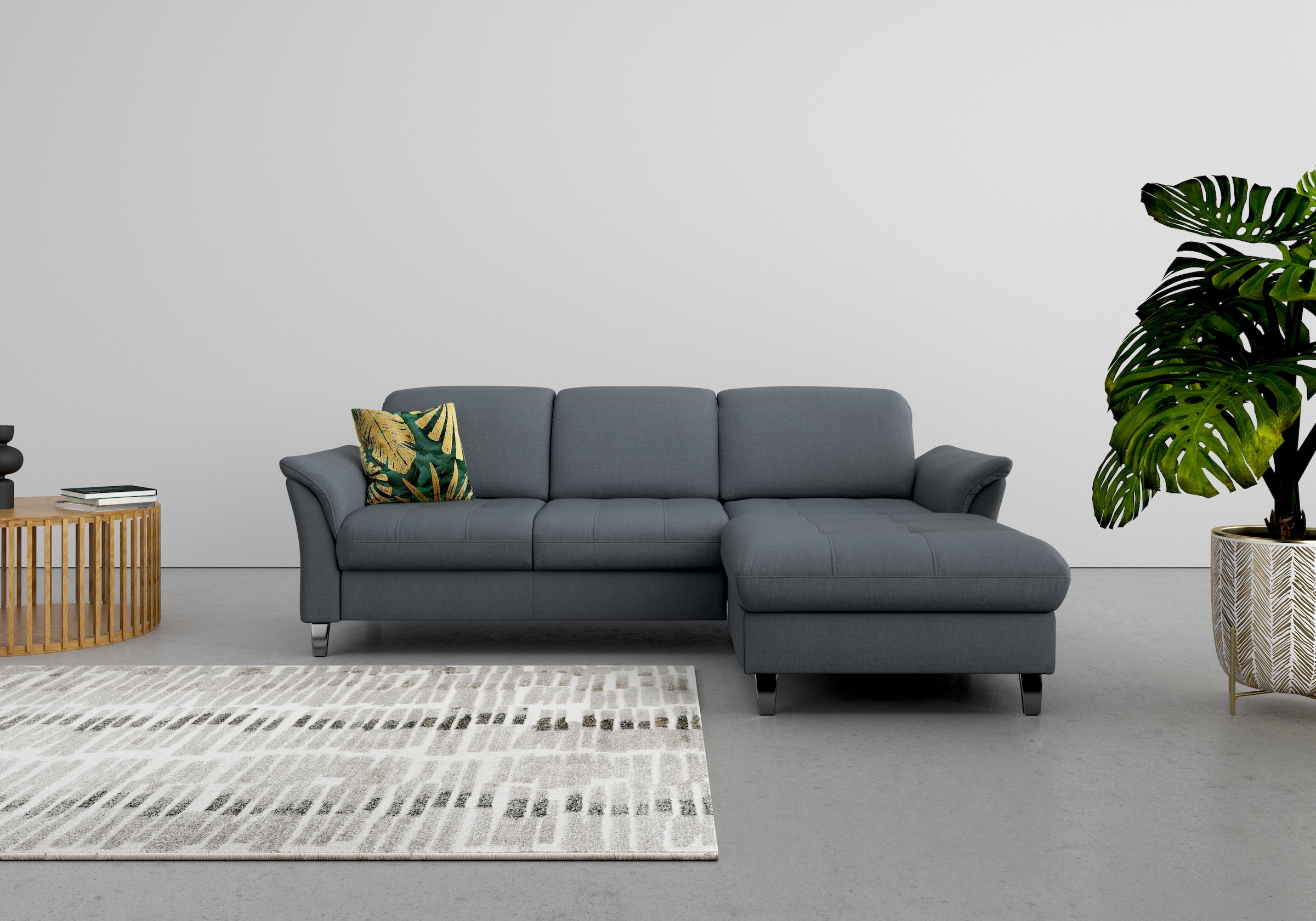 Ecksofa SIT & MORE "Maggiore L-Form", grau (dunkelgrau), B:258cm H:88cm T:173cm, 98% Polyester, 2% Polyamid, Sofas, Ecksofa, wahlweise mit Kopfteilverstellung, Bettfunktion und Bettkasten 7
