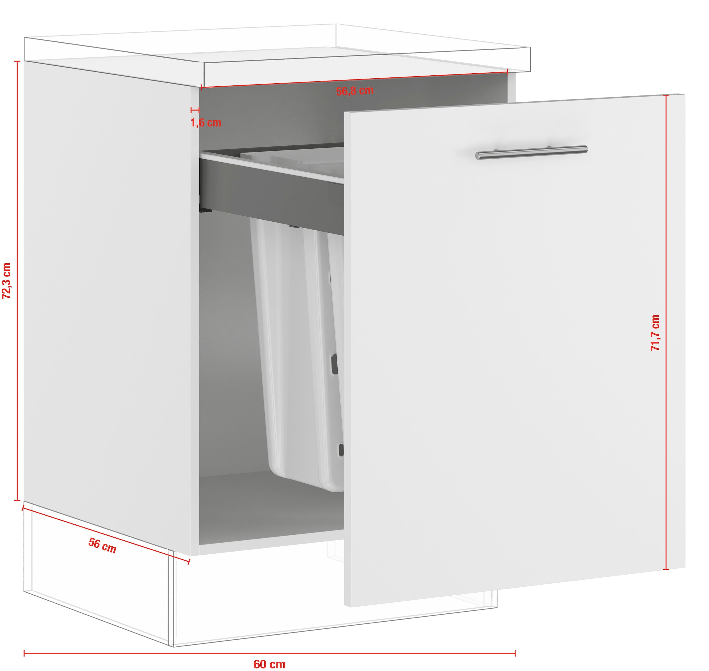 IMPULS KÜCHEN Wäscheschrank »"Tirana", Breite/Höhe: 60/72,3 cm, mit Soft-Close« vormontiert, mit Auszug, mit Waschekörben