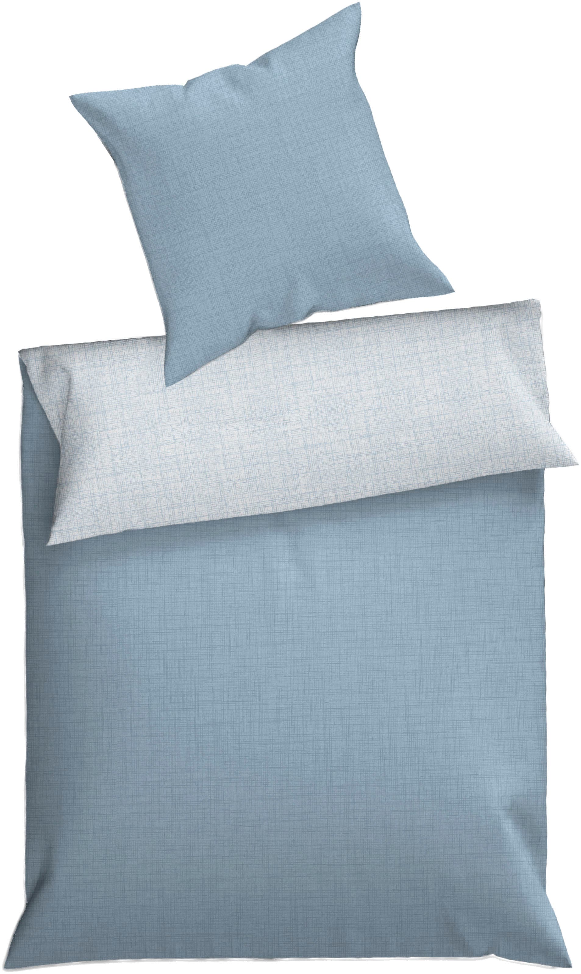 Dyckhoff Wendebettwäsche "Uni" 2 Stk. Baumwolle, Renforcé, 100x135, Baby, Unifarben Meerblau, Reißverschluss