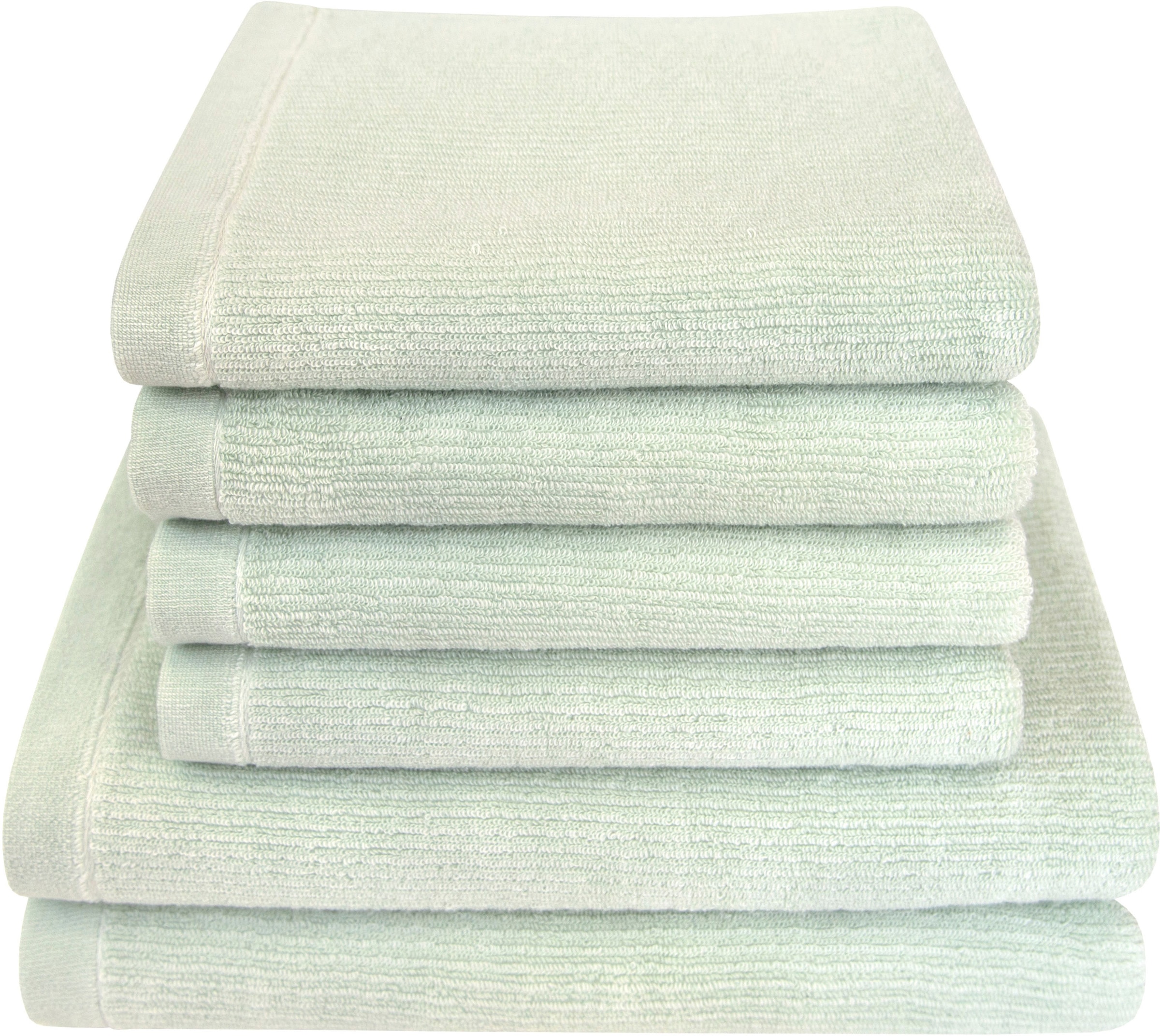 Handtuch Set DYCKHOFF, grün, Walkfrottier, Obermaterial: 100% Baumwolle, Handtuch-Sets, "Landscape", 4 Handtücher (50x100cm), 2 Duschtücher (70x140cm)