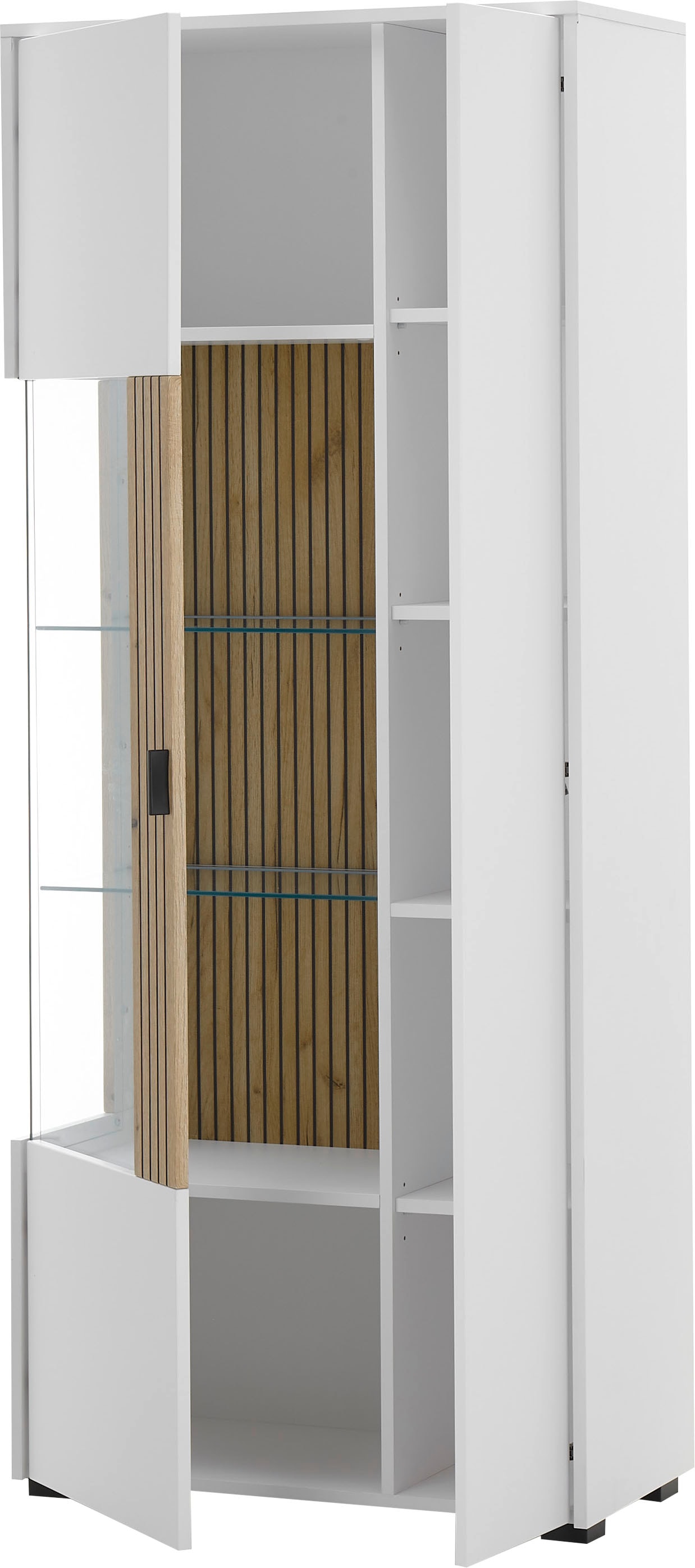 INOSIGN Vitrine »Hudson, Stauraumvitrine«, in moderner Trendfarbe, Griffe aus Metall (Schwarz), Höhe 180 cm