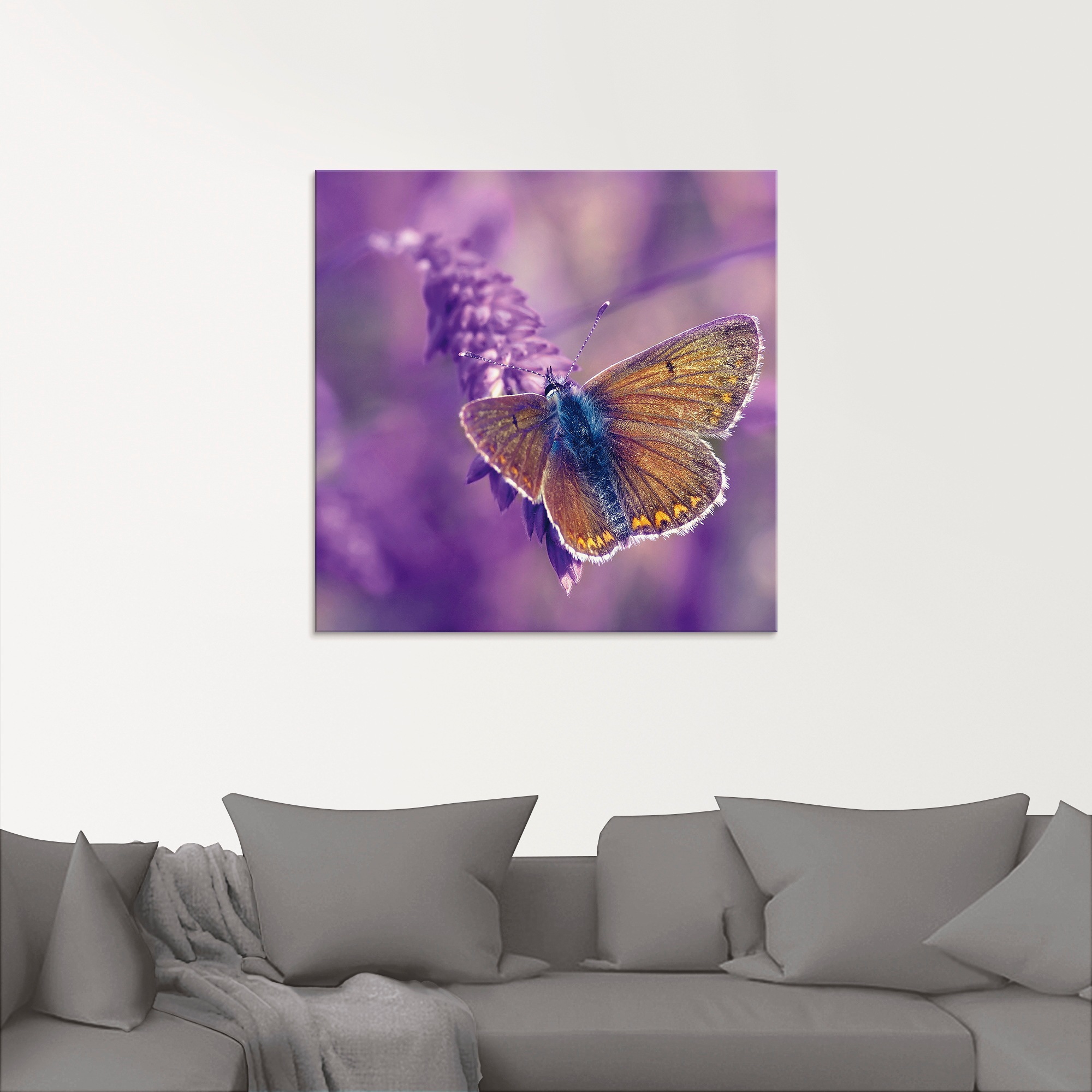 Artland Glasbild »Schmetterling Lavendeltraum«, Insekten, (1 St.), in verschiedenen Größen