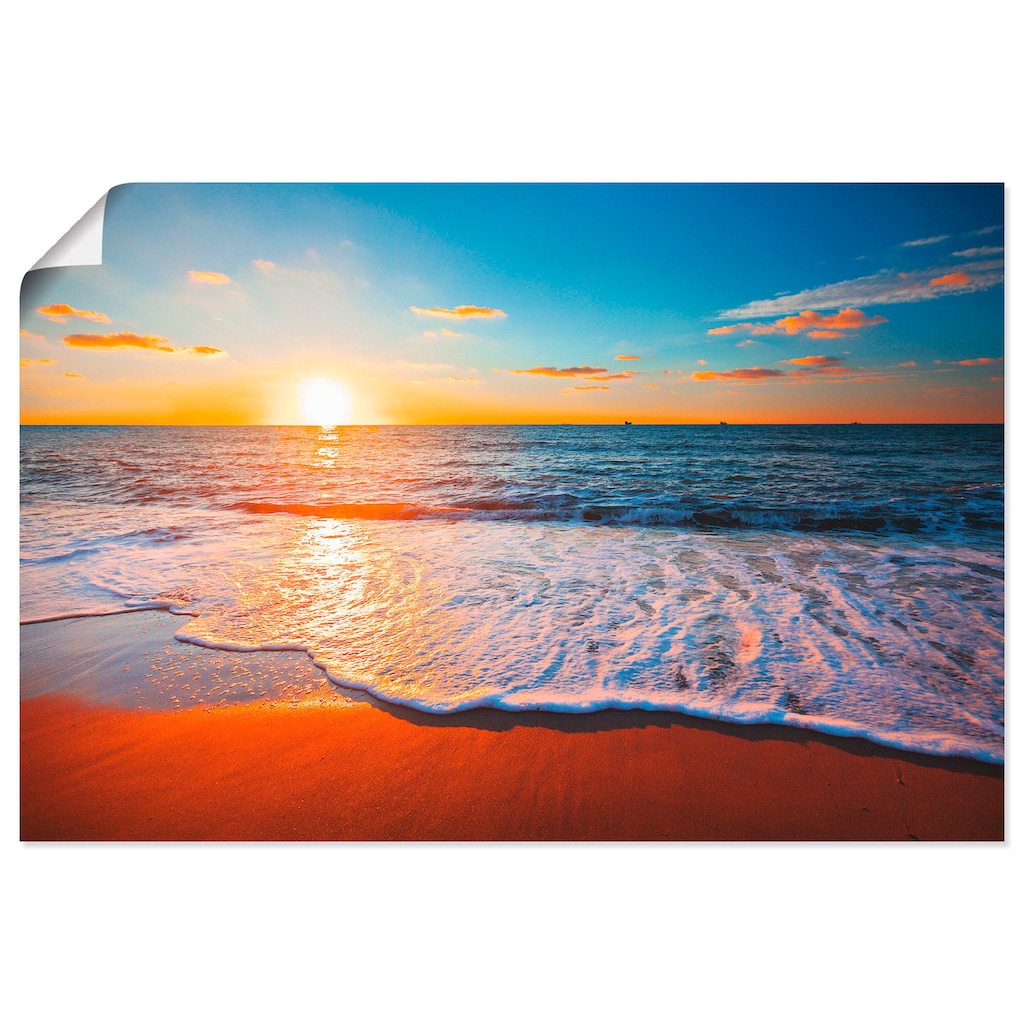 Artland Wandbild »Sonnenuntergang und das Meer«, Strand, (1 St.), als Alubild, Outdoorbild, Leinwandbild, Poster in verschied. Größen