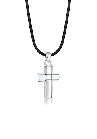 Kuzzoi Kette mit Anhänger »Kreuz Symbol Anhänger Echtleder Oxid 925er Silber« kaufen