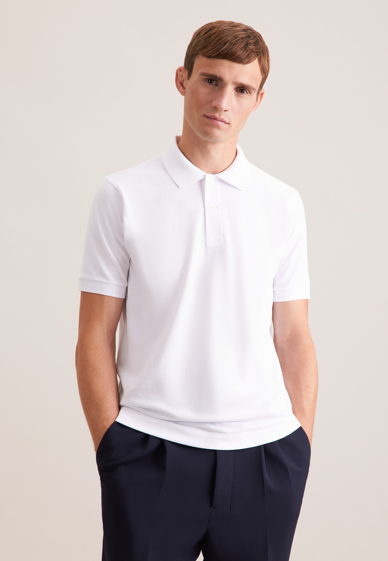 Poloshirt SEIDENSTICKER "Regular", Herren, Gr. S, weiß, 100% Baumwolle, unifarben, regular fit, Shirts, Polo Uni
