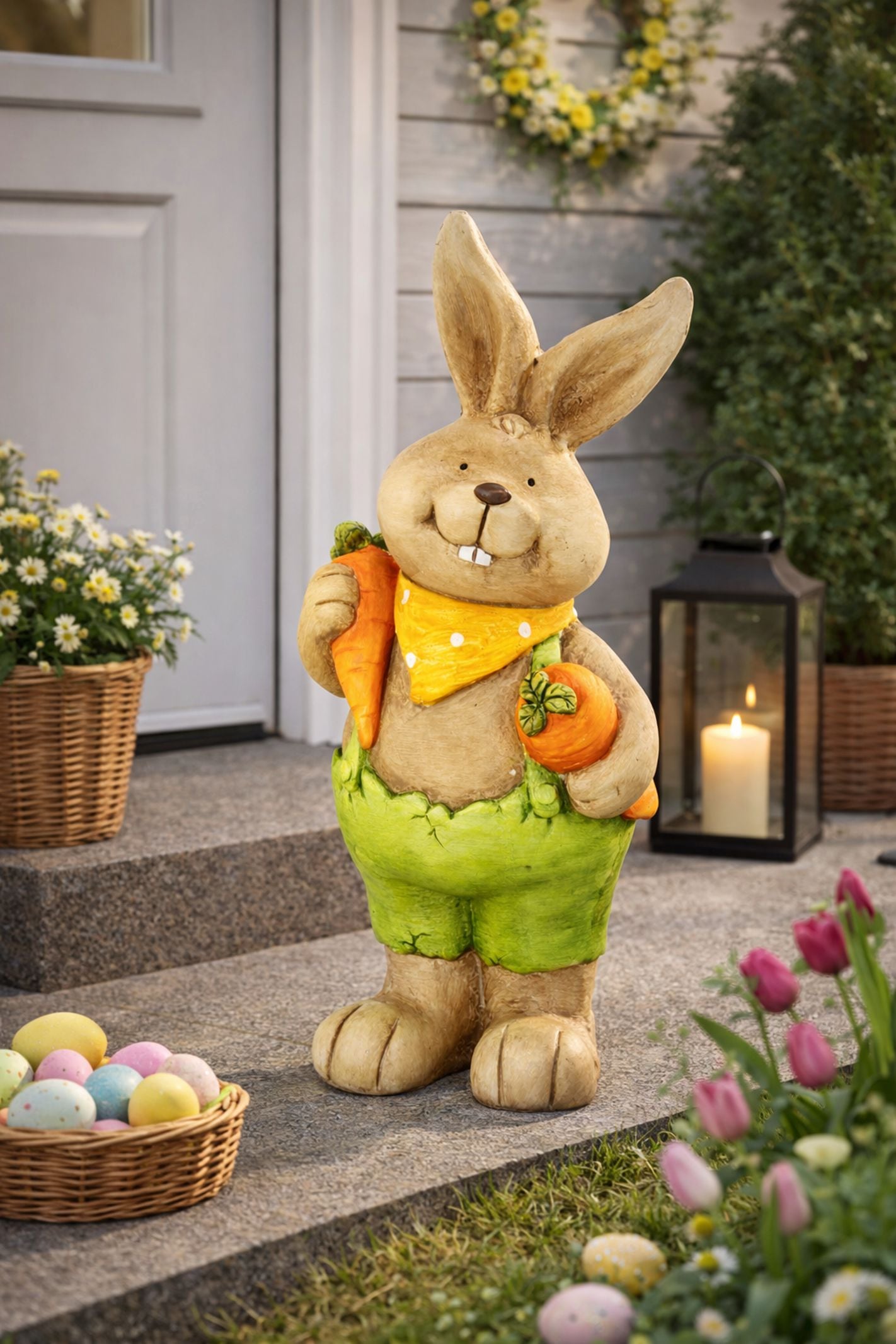 I.GE.A. Dekofigur »Deko Osterhase mit Karotten« Figur 46 cm Deko Hase Osterdeko Hasenfigur Frühling Ostern Ostereier