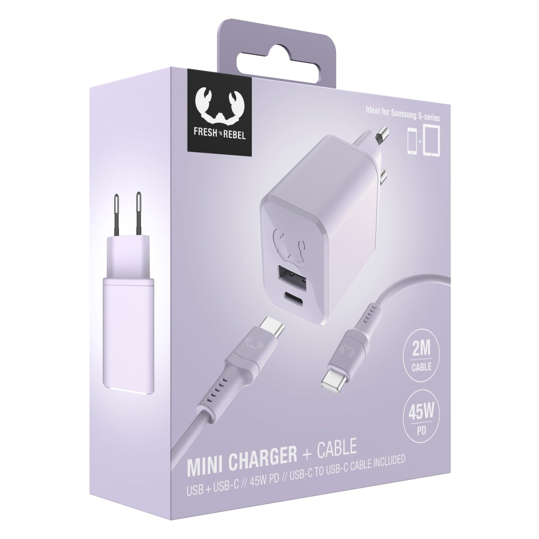 Fresh´n Rebel Schnelllade-Gerät »Mini-Charger USB-C- und USB-A, PD 45W, USB-C-Kabel 2m«, (2 St.)
