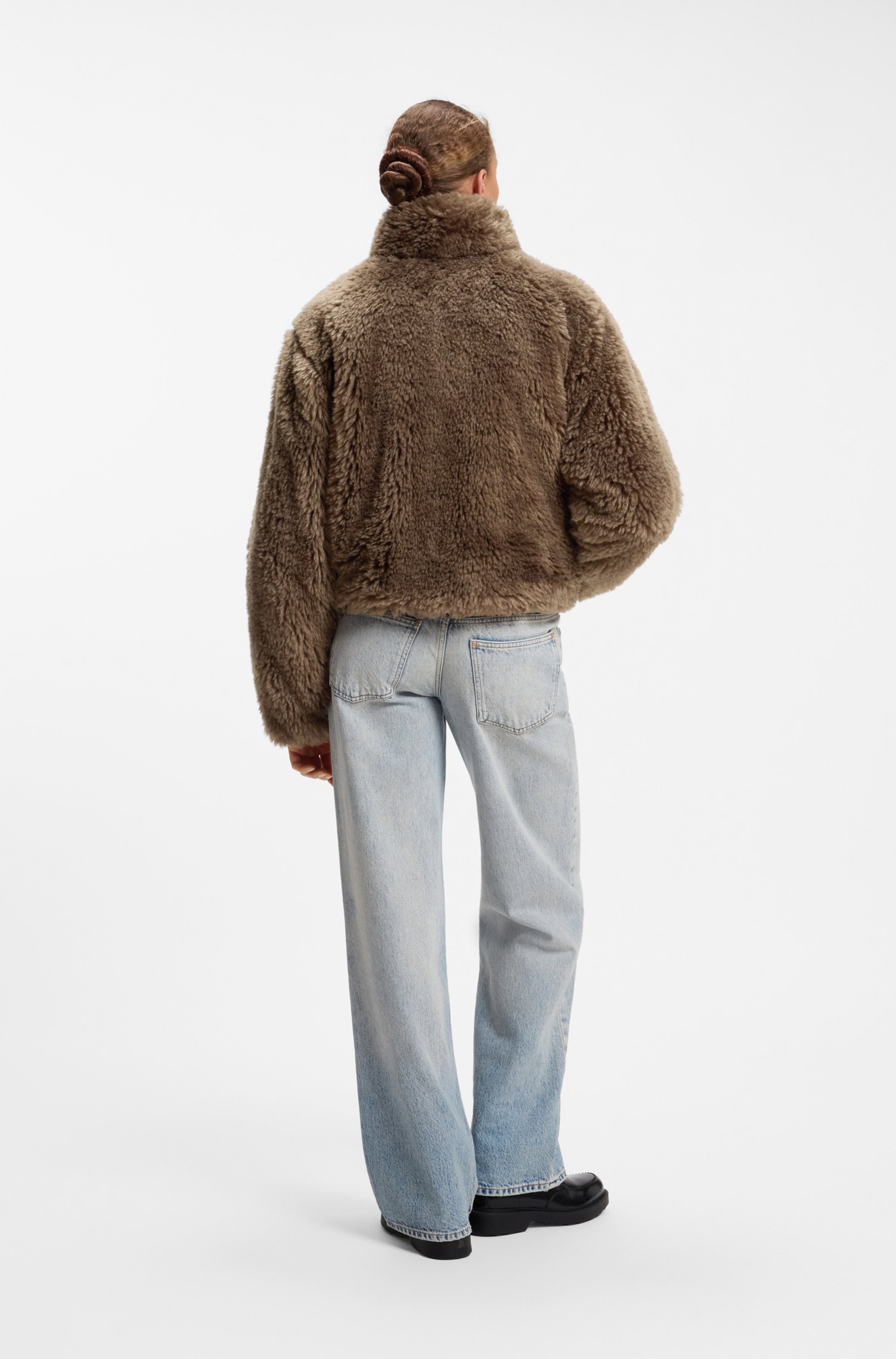 HUGO Fellimitatjacke »Felver« mit verstellbarem Saum