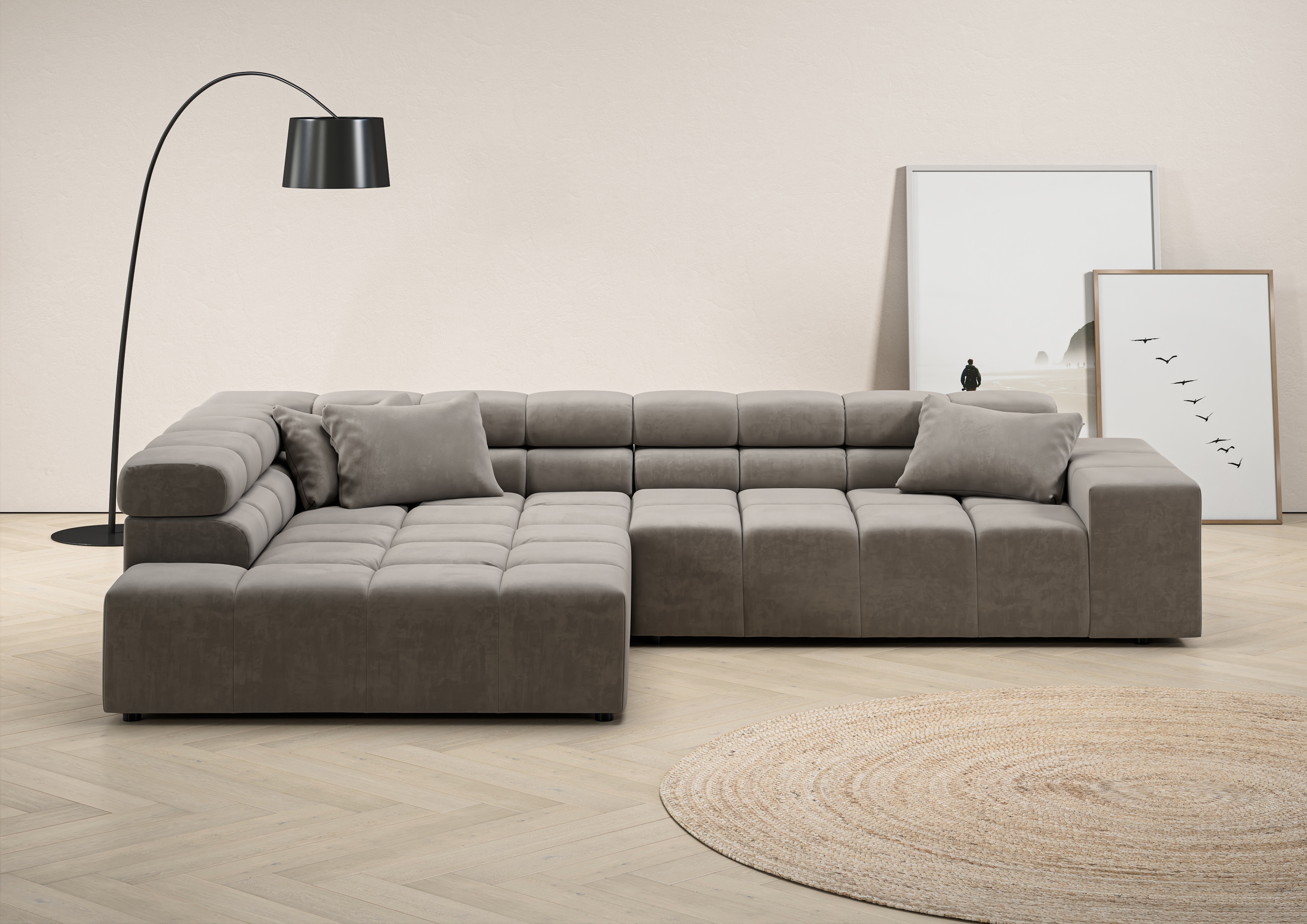 Home affaire Ecksofa "Ancona, Ecksofa, incl. Kopfteilverstellung, Breite 319 cm, L-Form" wahlweise motorische Sitztiefenverstellung, auch in Cord + Easy Care
