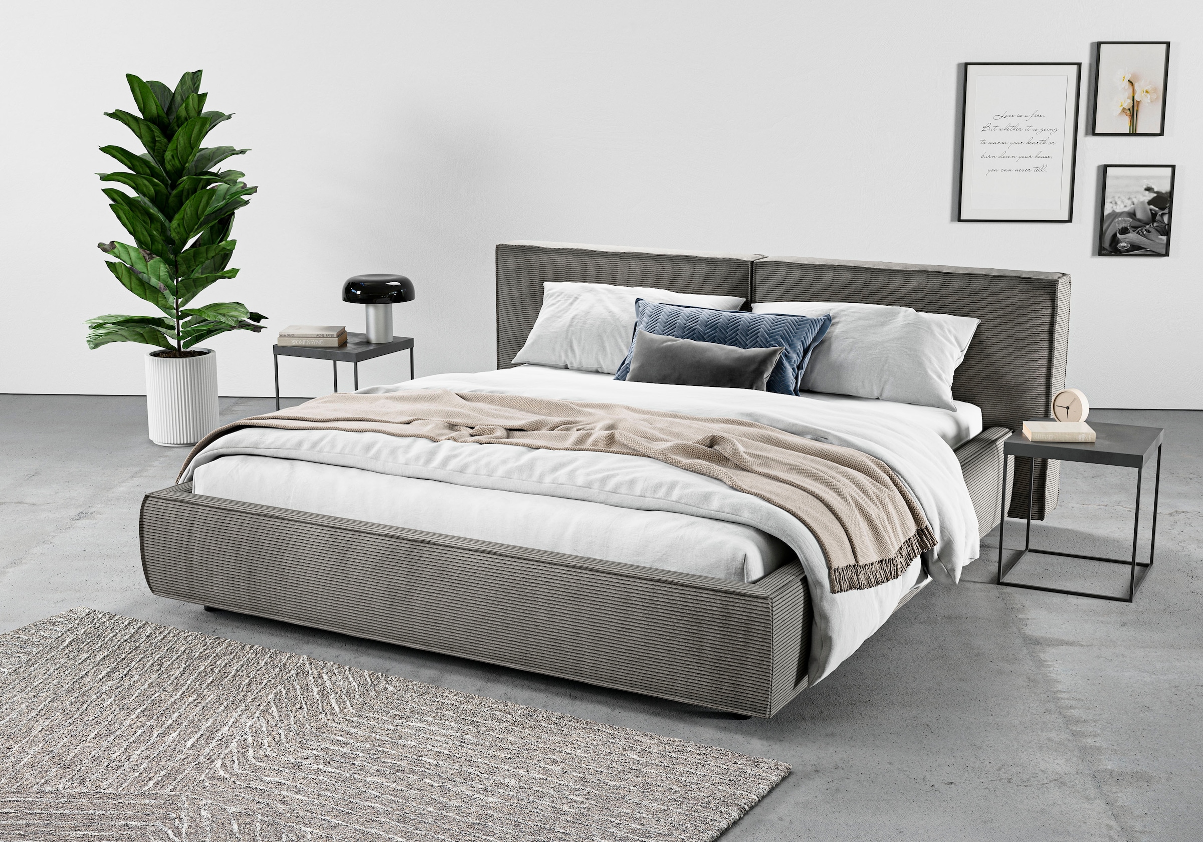 Home affaire Polsterbett "Adrina mit Biesenoptik, Feincord und Luxus-Microf günstig online kaufen