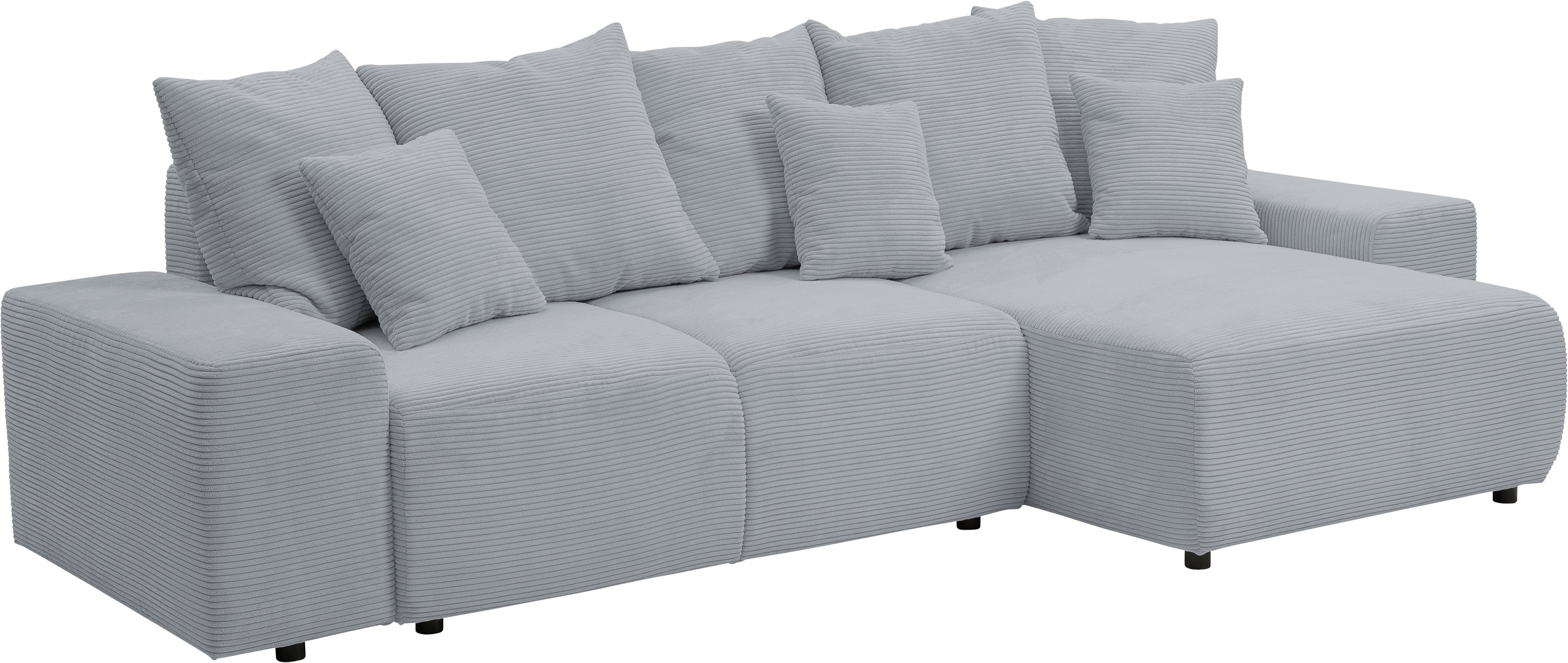 WERK2 Ecksofa »Riwa, modernes Sofa zum Kuscheln und Entspannen, Breite 300cm, L-Form«, Trendiges Ecksofa mit vielen Kissen, Schlaffunktion & Bettkasten