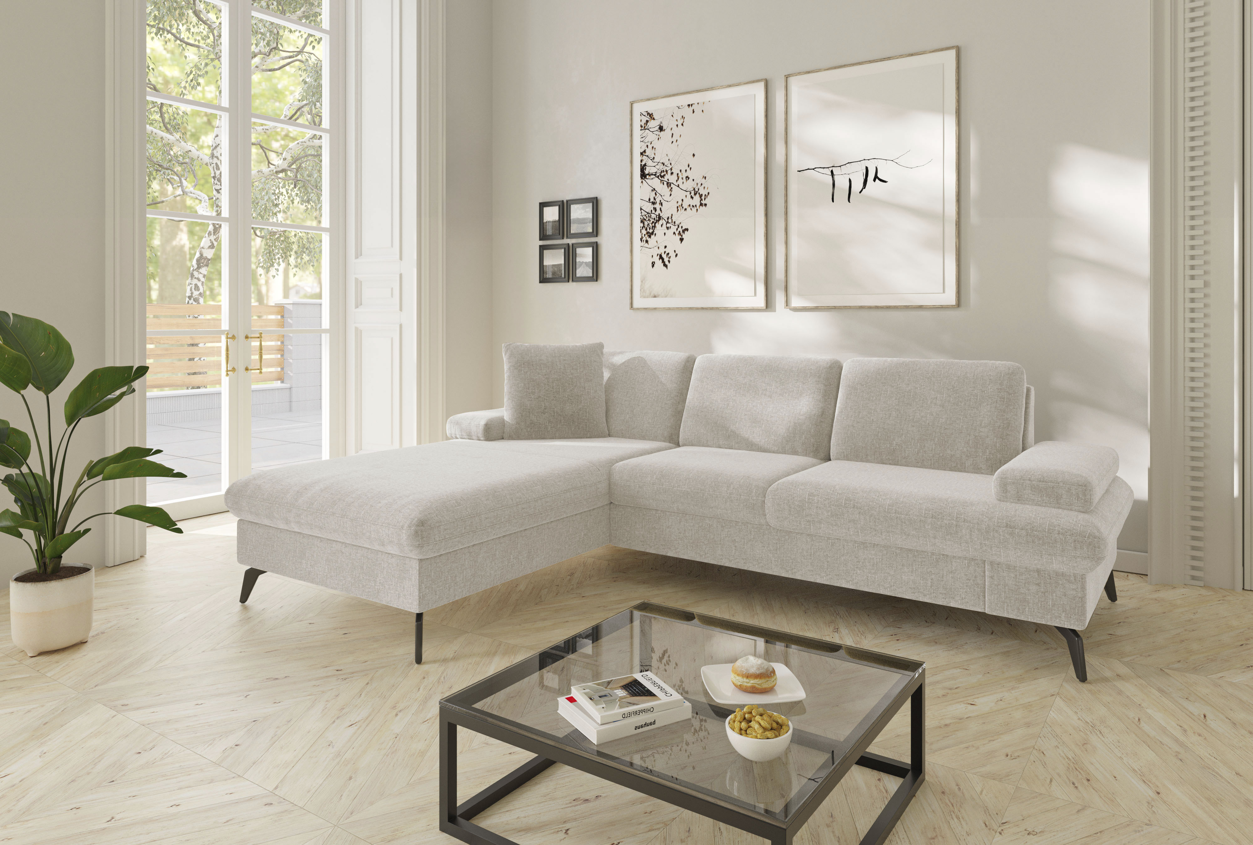sit&more Ecksofa "Morris Jubi L-Form, B: 247 cm" mit Armteilfunktion & 1 Zierkissen, optional Schlaffunktion