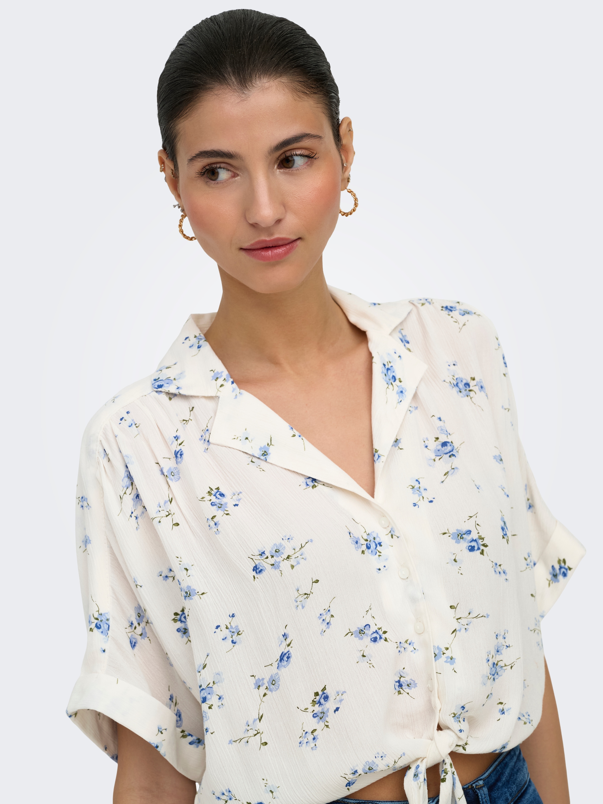 ONLY Kurzarmbluse »ONLPAULA LIFE S/S TIE SHIRT WVN NOOS« Viskose, regular fit