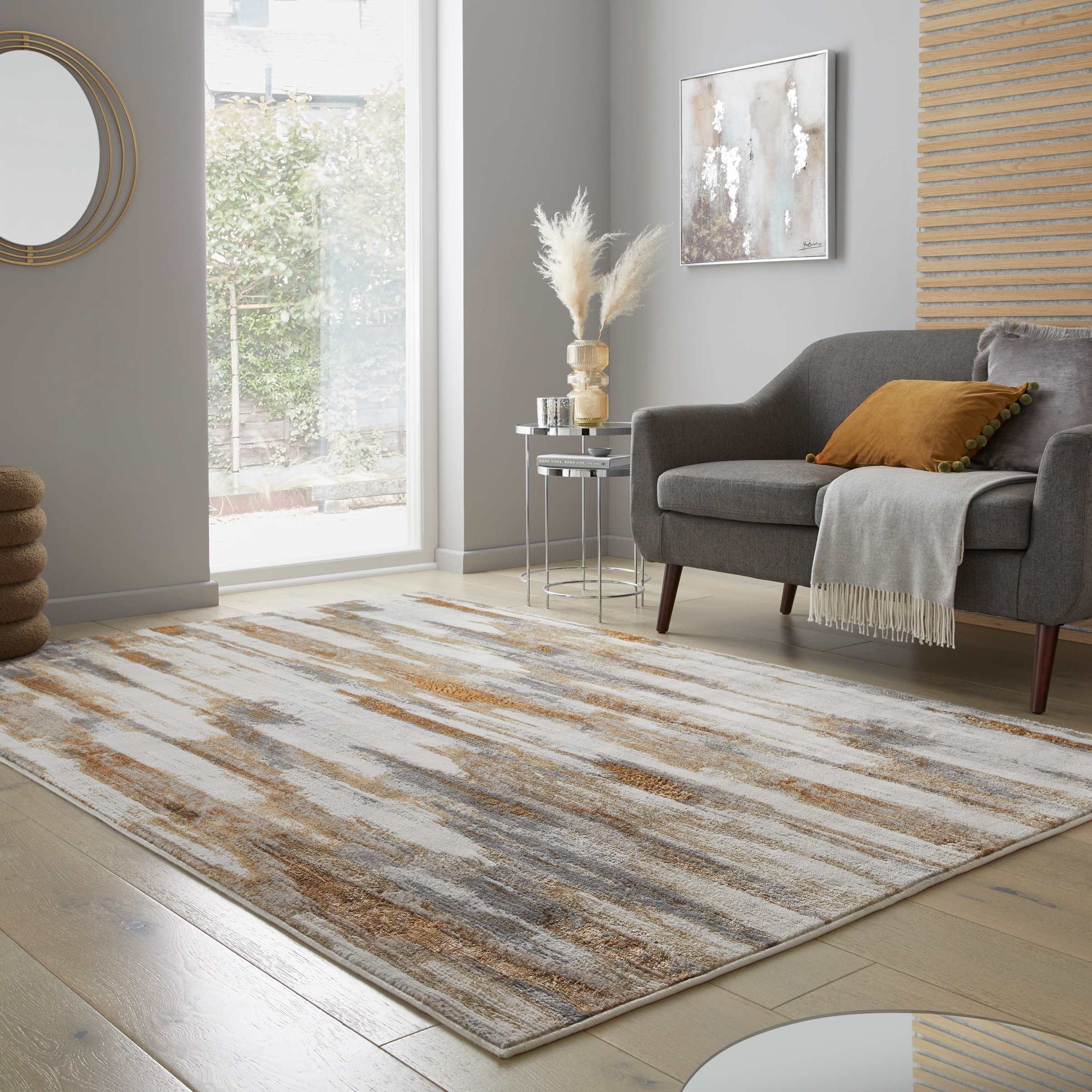 Teppich FLAIR RUGS "Eris Gleam", gold (goldfarben), B:120cm H:8mm L:170cm, Kunstfaser, Teppiche, Teppich, Glanzeffekt Teppich