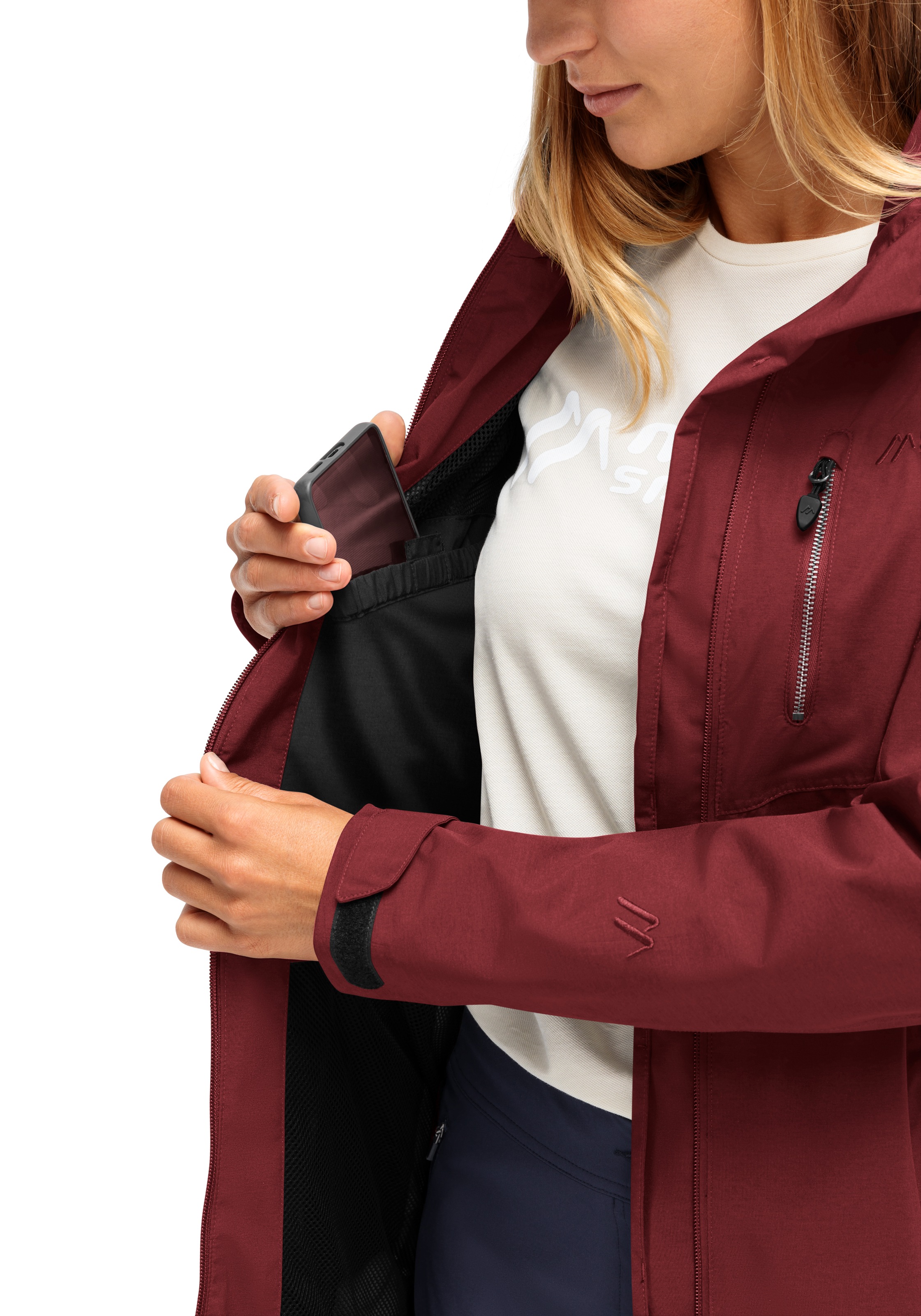 Maier Sports Outdoorjacke »Perdura rec W«, Damen Funktionsmantel, wasserdichter Mantel mit Kapuze, Wanderjacke
