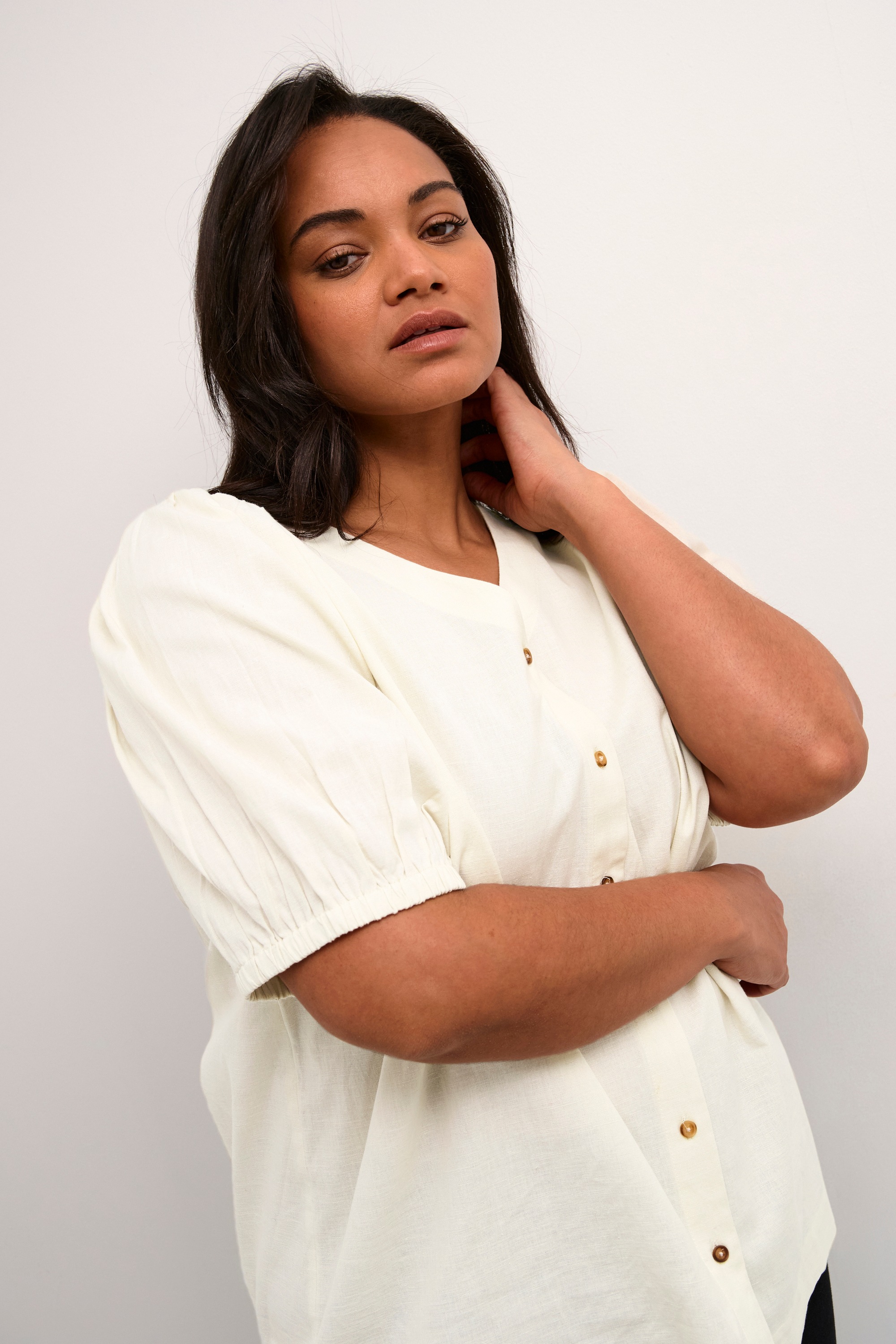 KAFFE Curve Kurzarmbluse »Damen Bluse kurzarm KCvicca«