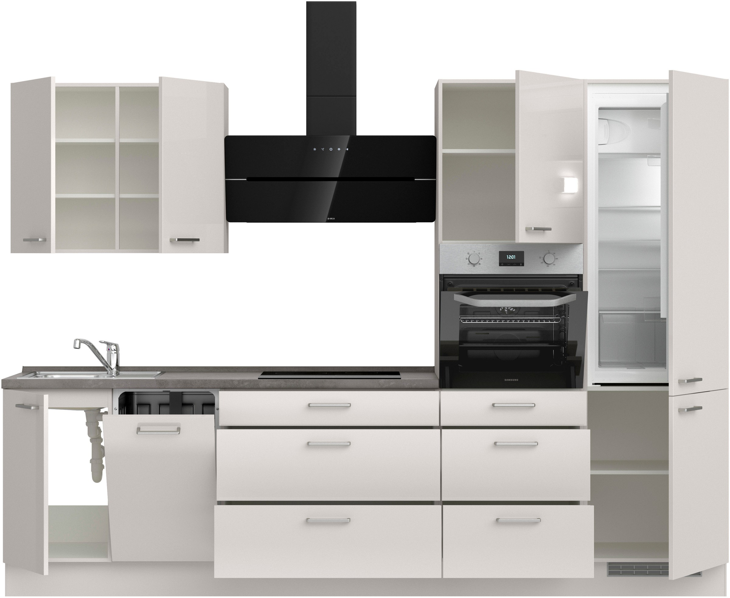 nobilia® Küchenzeile »"Flash II"«, vormontiert, Ausrichtung wählbar, Breite 300 cm, wahlw. mit E-Geräten