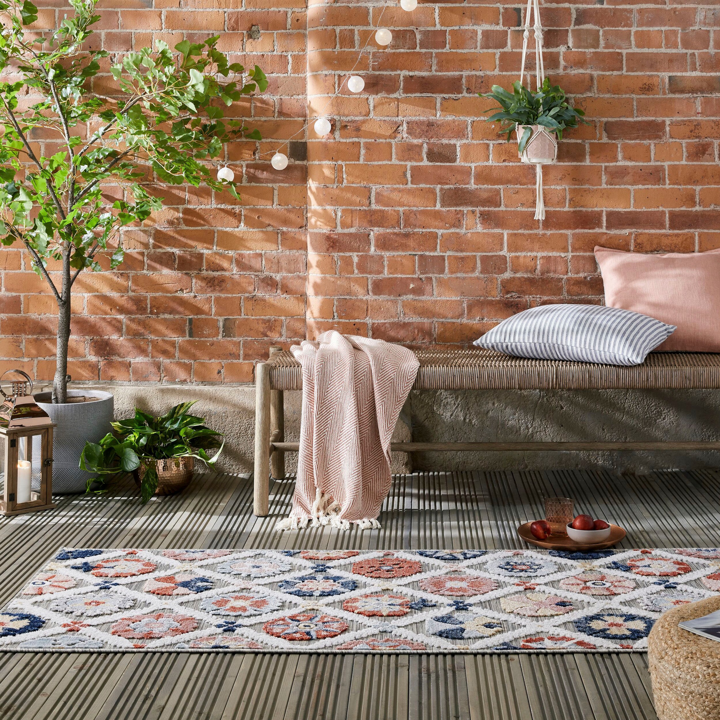 FLAIR RUGS Teppich »Flora«, rechteckig, 2 mm Höhe, Outdoor geeignet, Hoch-Tief Effekt