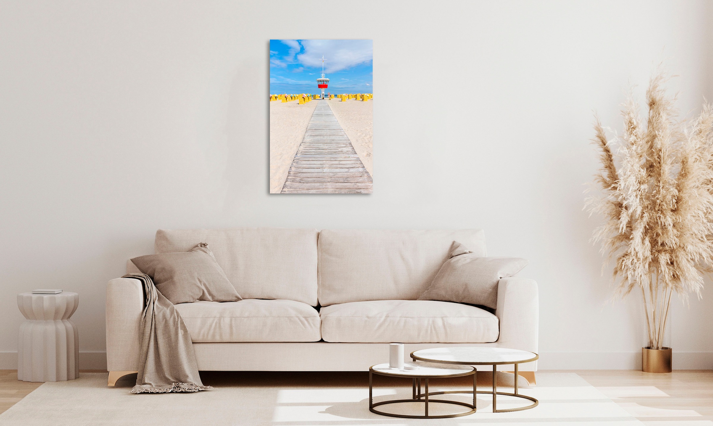 queence Acrylglasbild "Early", Strand-Steg-Meer-Meer Bilder-Leuchtturm, (1 günstig online kaufen