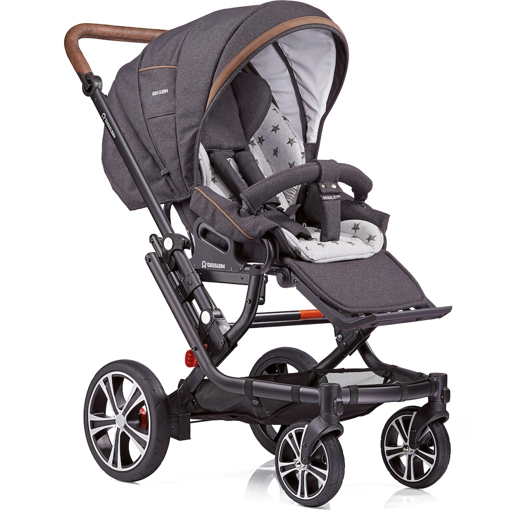 Gesslein Kombi-Kinderwagen »F6 Air+ mit Tragetasche C1 Lift, Anthrazit/Stern grau meliert«