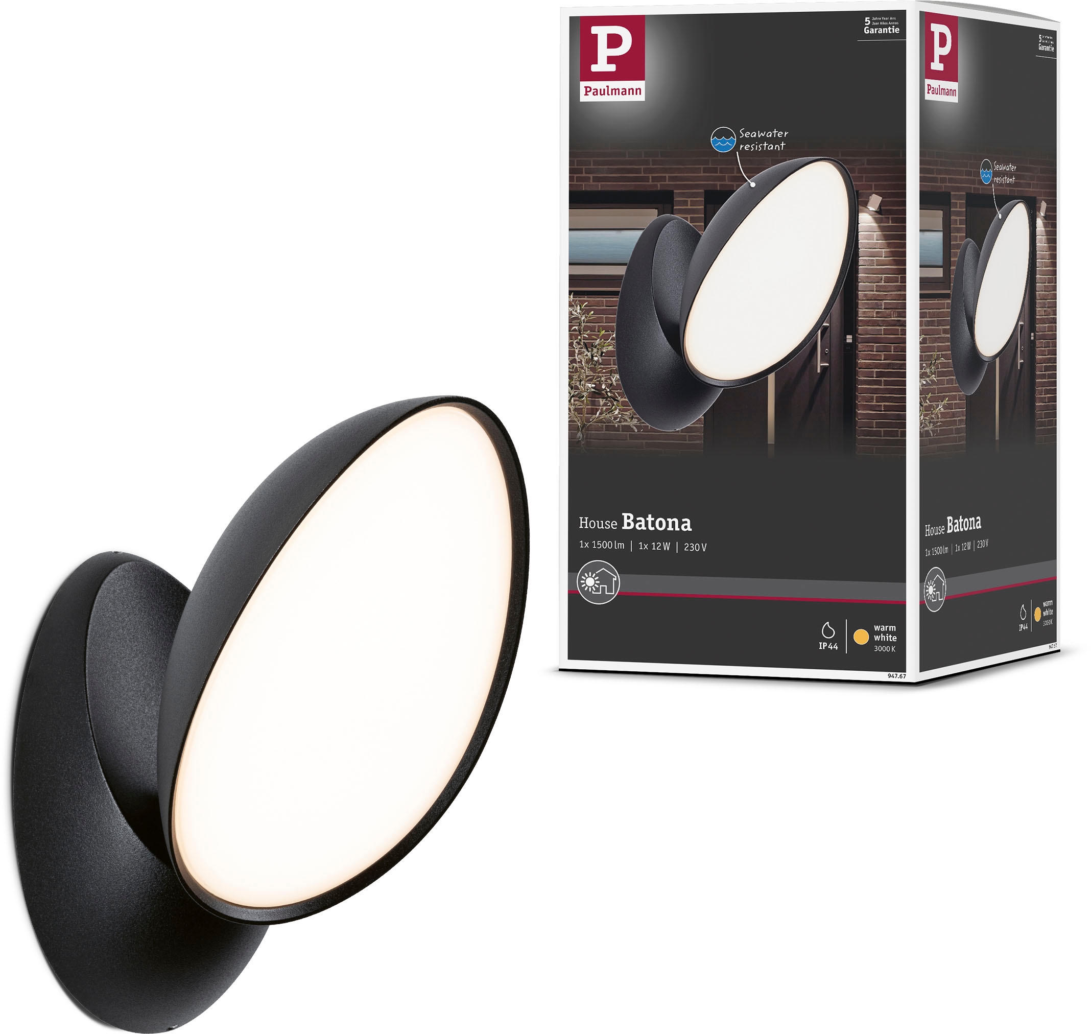 Paulmann LED Außen-Wandleuchte »Outdoor | IP44 IP44 1 Batona BAUR anthrazit«, flammig-flammig, 230V