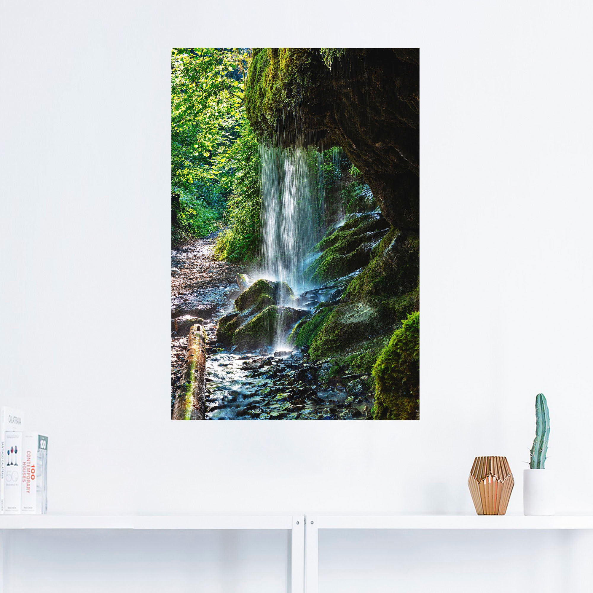 St.), Wandbild in Leinwandbild, Wasserfall«, Artland Wasserfallbilder, BAUR »Moosbedeckter bestellen oder Wandaufkleber | (1 als Größen versch. Alubild, Poster