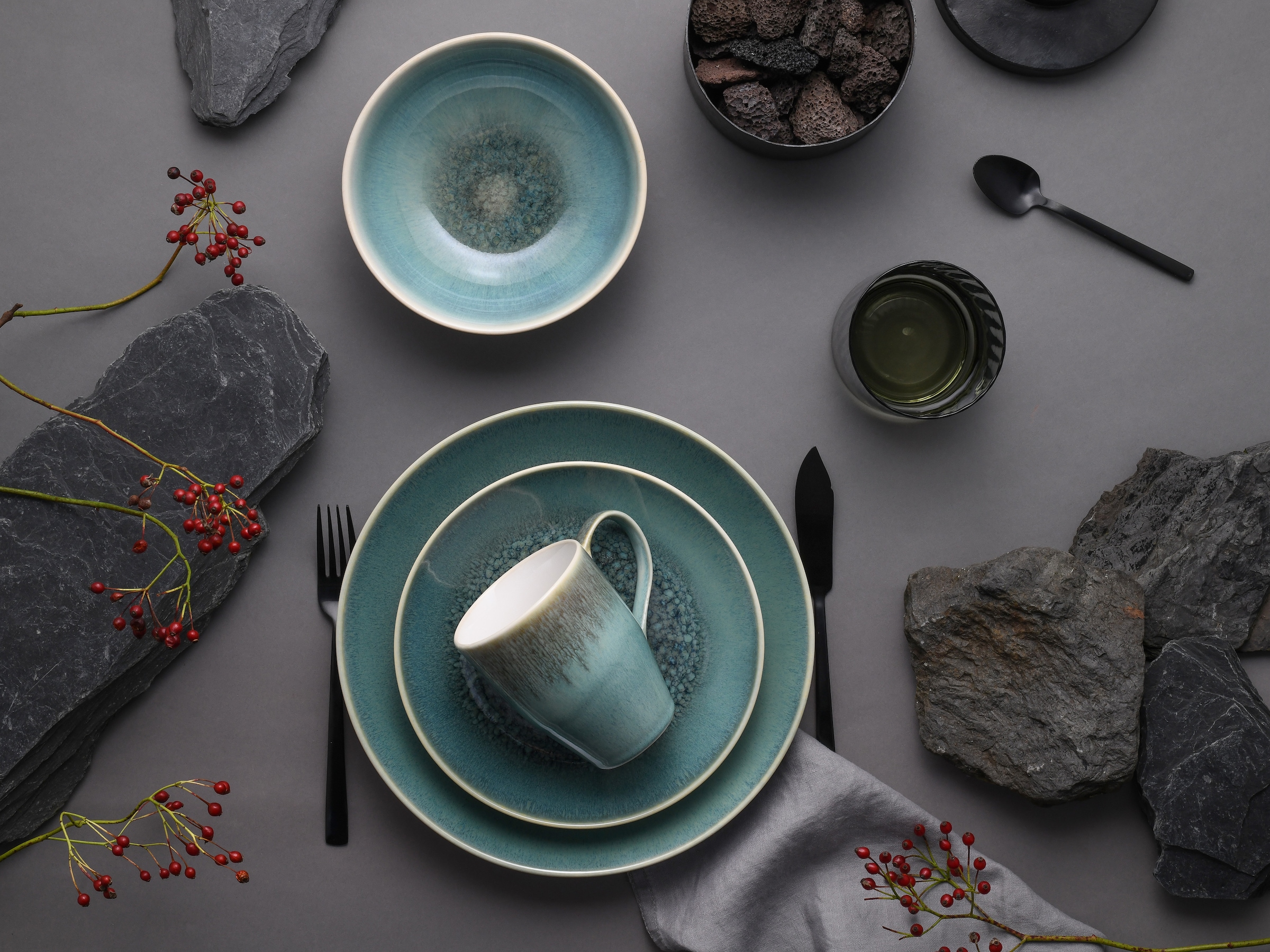 CreaTable Kombiservice »Caldera«, (Set, 8 tlg.), irisierende Glasur