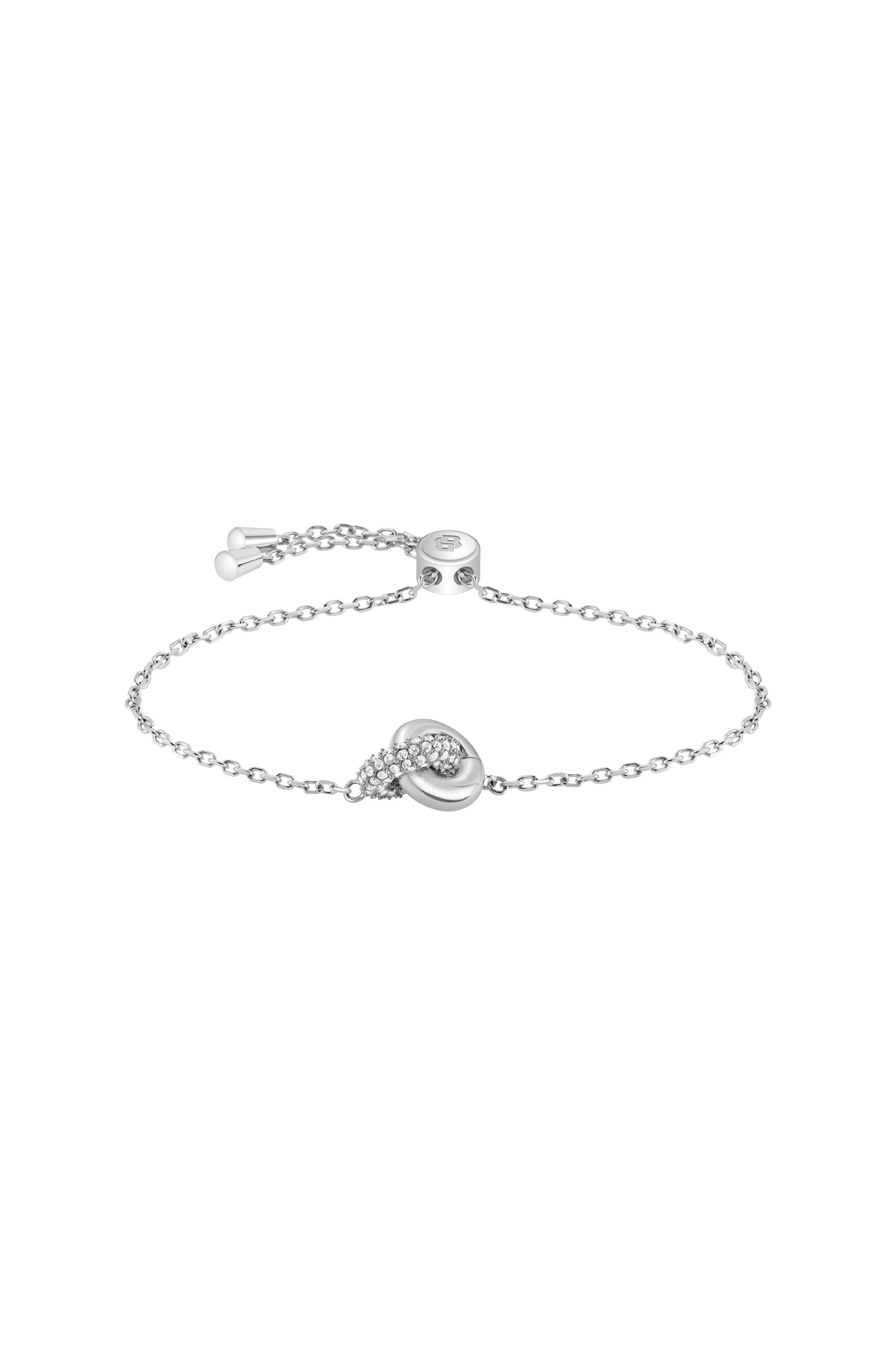 Armkette BOSS "LIVE PRECIOUS", edelstahlfarben, kristallweiß, kristallweiß, Armbänder, Damen, 20,5cm, Edelstahl, Armkette, mit Preciosa Crystal