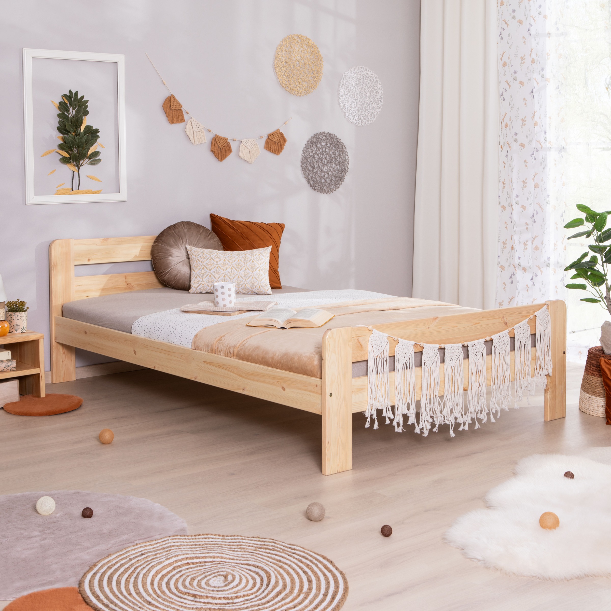 Ticaa Massivholzbett »"Bert", FSC®-zertifiziert (Kiefer), Jugendbett, mit Lattenrost«, (90x200cm, 100x200cm, 140x200cm), ideal für das Kinder- und Jugendzimmer, Massivholz