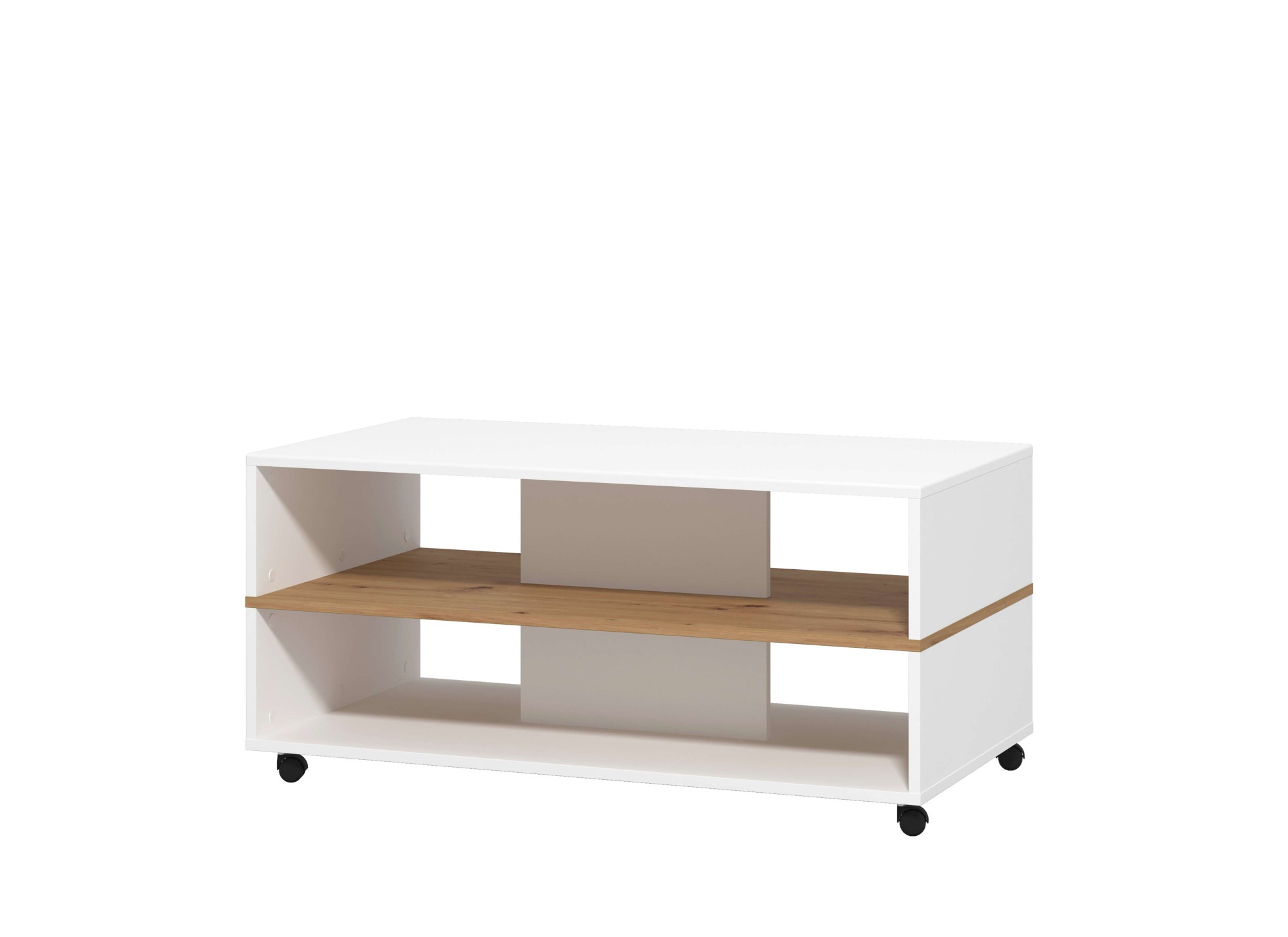 Couchtisch HOME AFFAIRE "Savio Kaffeetisch, 101 cm, in trendigen Farben, modern", weiß (weiß hochglanz folien, weiß hochglanz folien), B:101cm H:47,5cm T:54,5cm, Tische, Couchtisch, mit Ablage, rechteckig, Artisan Eiche, ideal fuer kleine Räume 3