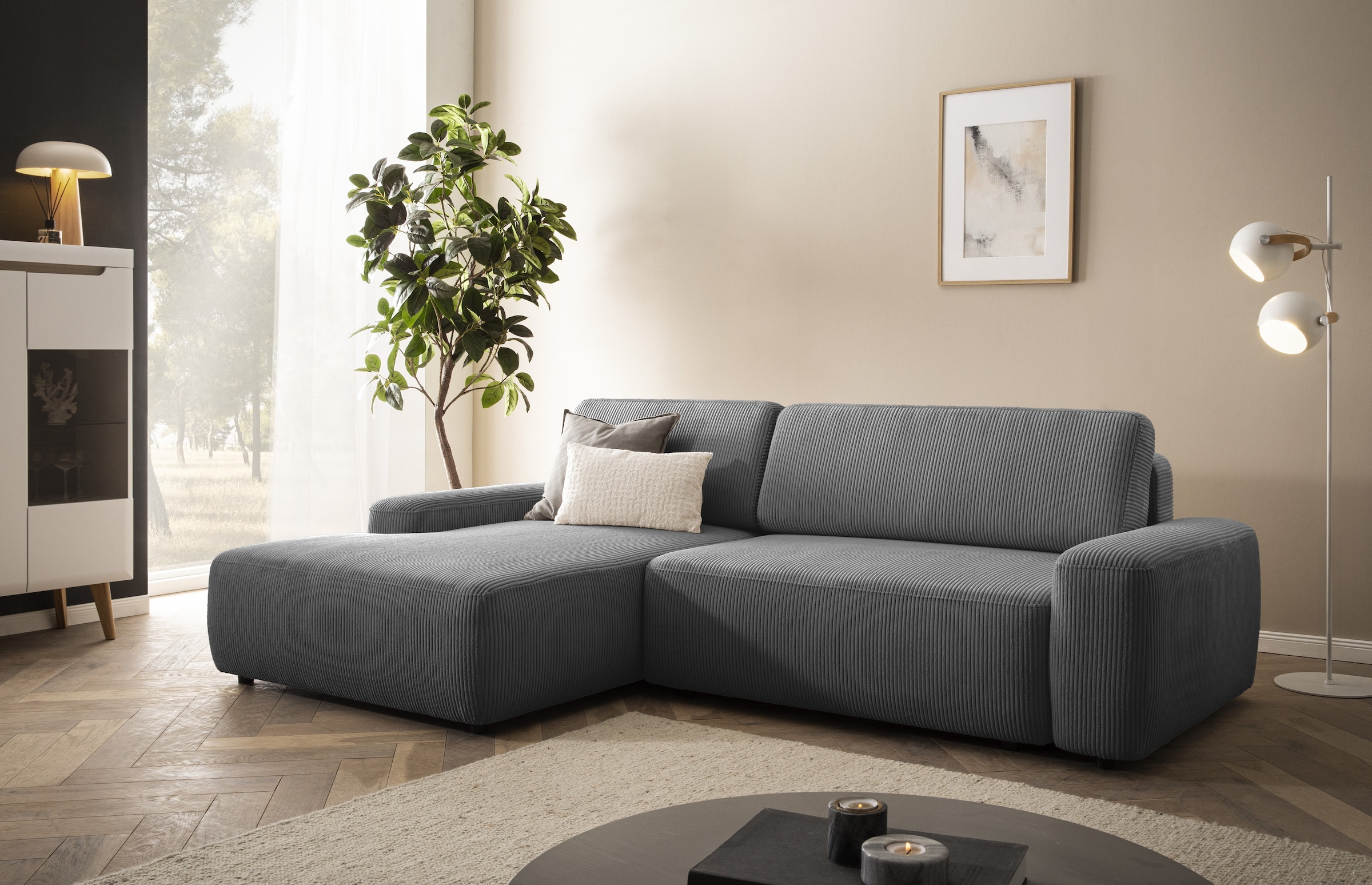 Home affaire Ecksofa "TORGE (264cm), Schlafsofa in Cord, Samtvelours o Stru günstig online kaufen