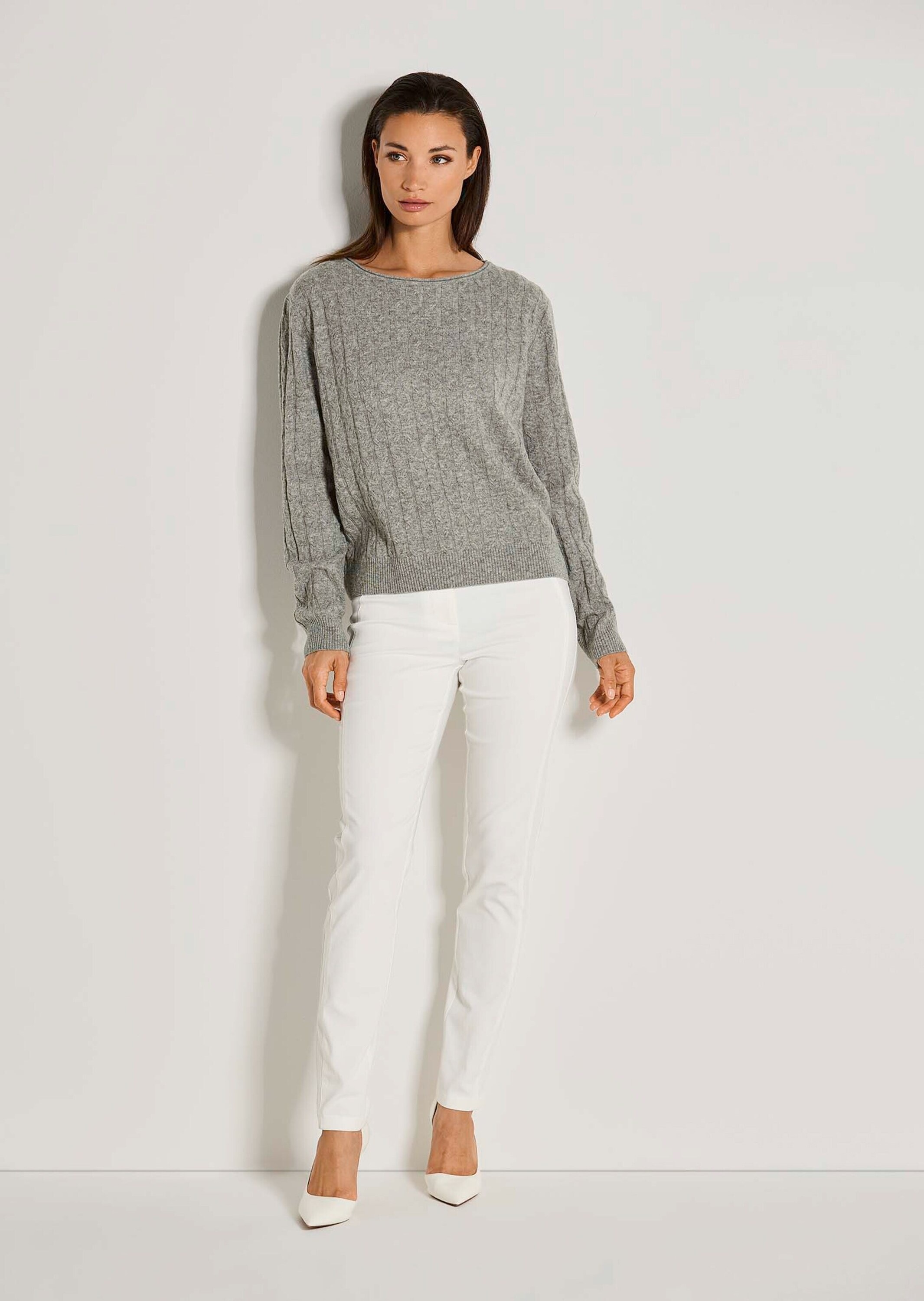 MADELEINE Longpullover "Strickpullover Eleganter Wollpullover mit Zopfmuste günstig online kaufen