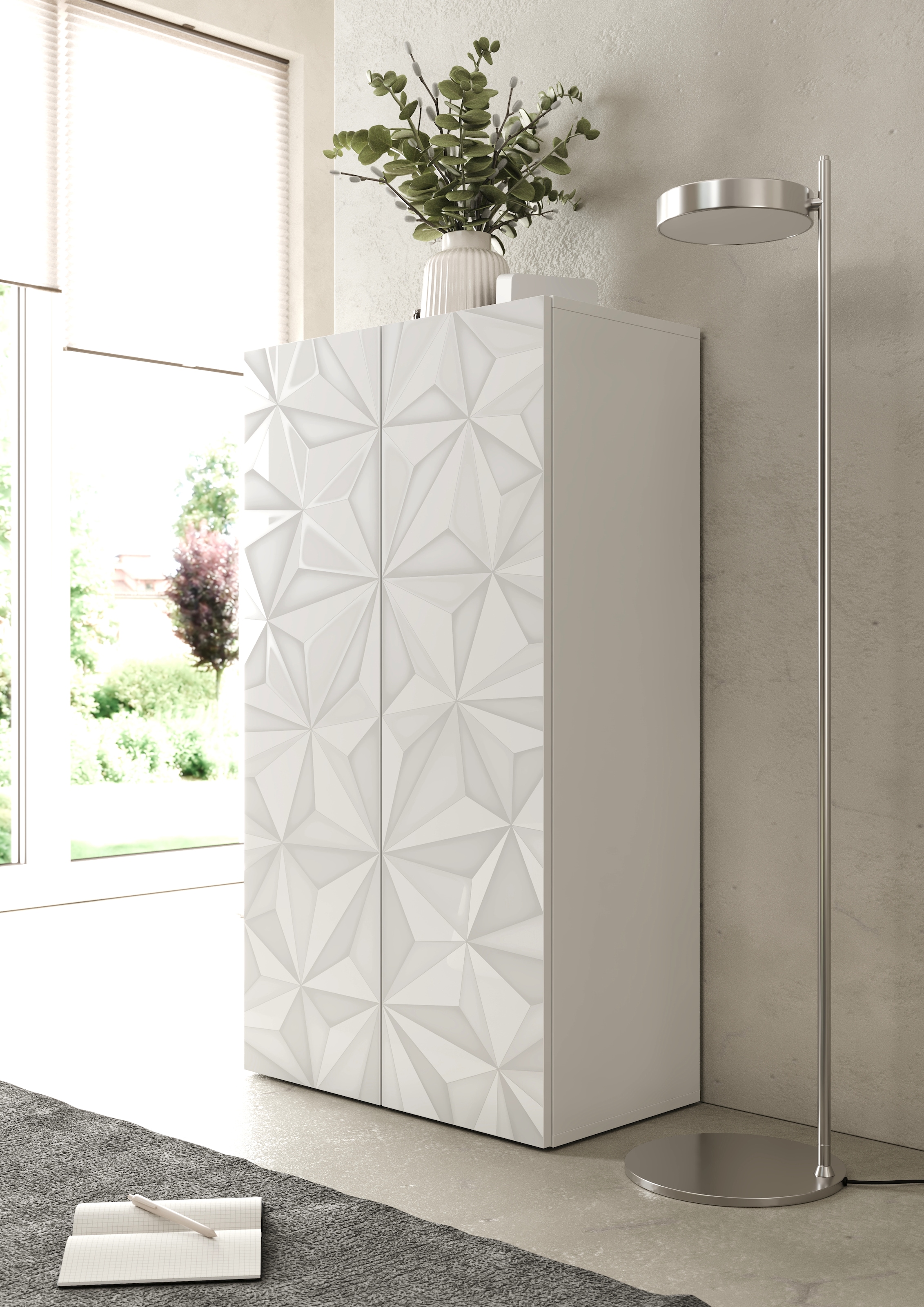 INOSIGN Aktenschrank »Prisma, Breite 63 cm, Höhe 114 cm, 2 Türen (2 Einlegeböden)«, Büroschrank, Mehrzweckschrank, Front mit Siebdruck