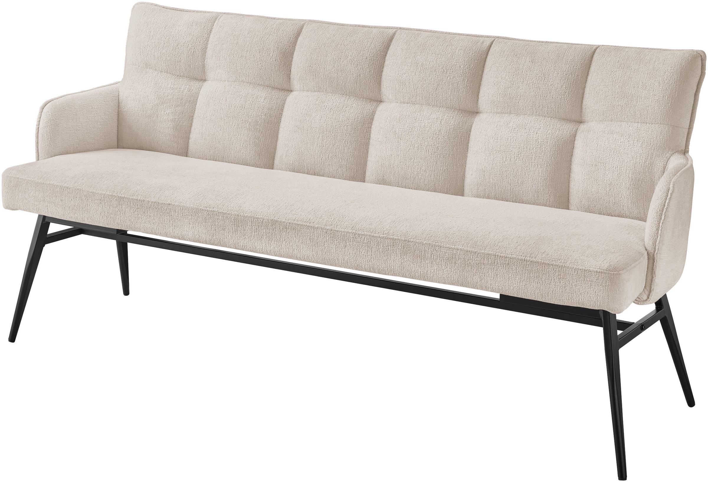 Essbank "Tucson", creme, schwarz, B:180cm H:88cm T:68cm, Eisen, Polyester, SET ONE BY MUSTERRING, Sitzbänke, Essbank, Micro-Taschenfederkern und schwarzes Eisen-Gestell für hohen Komfort 2