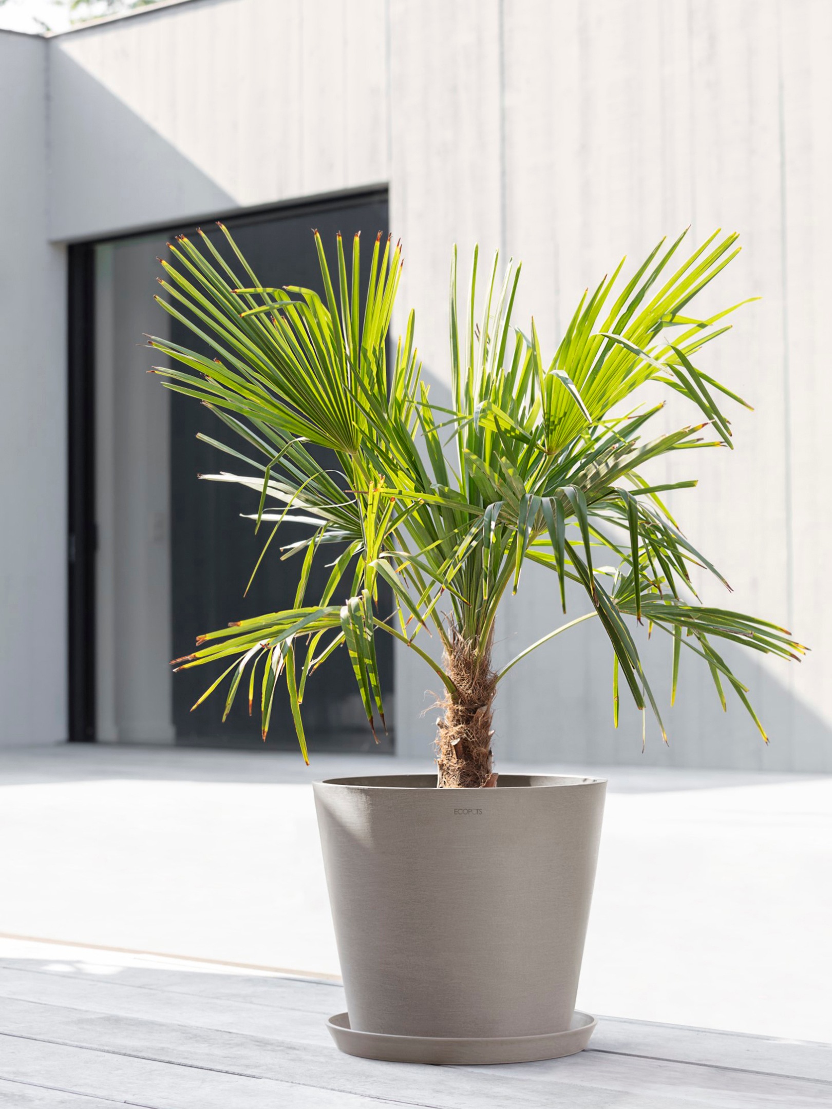 ECOPOTS Blumentopf »Amsterdam 40 + Wassersystem Taupe«, für innen und außen: frostsicher, bruchsicher und lichtbeständig