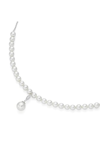 Perlenkette »mit Muschelkernperlen, Perl-Behang mit Zirkonia, Silber 925«