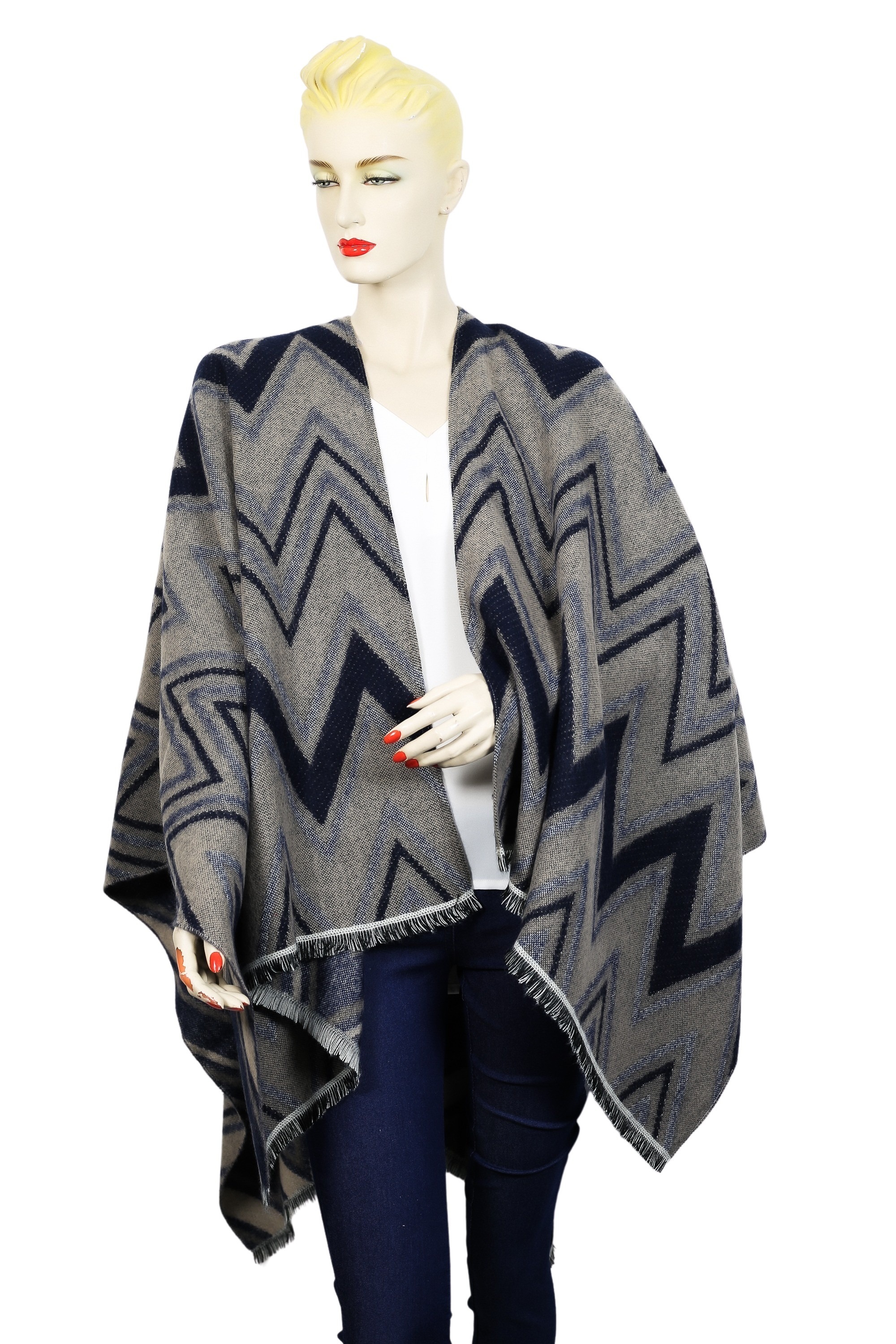 COLLEZIONE ALESSANDRO XXL-Schal »Marcia«, (1 St.), Poncho im Zick-Zack Design