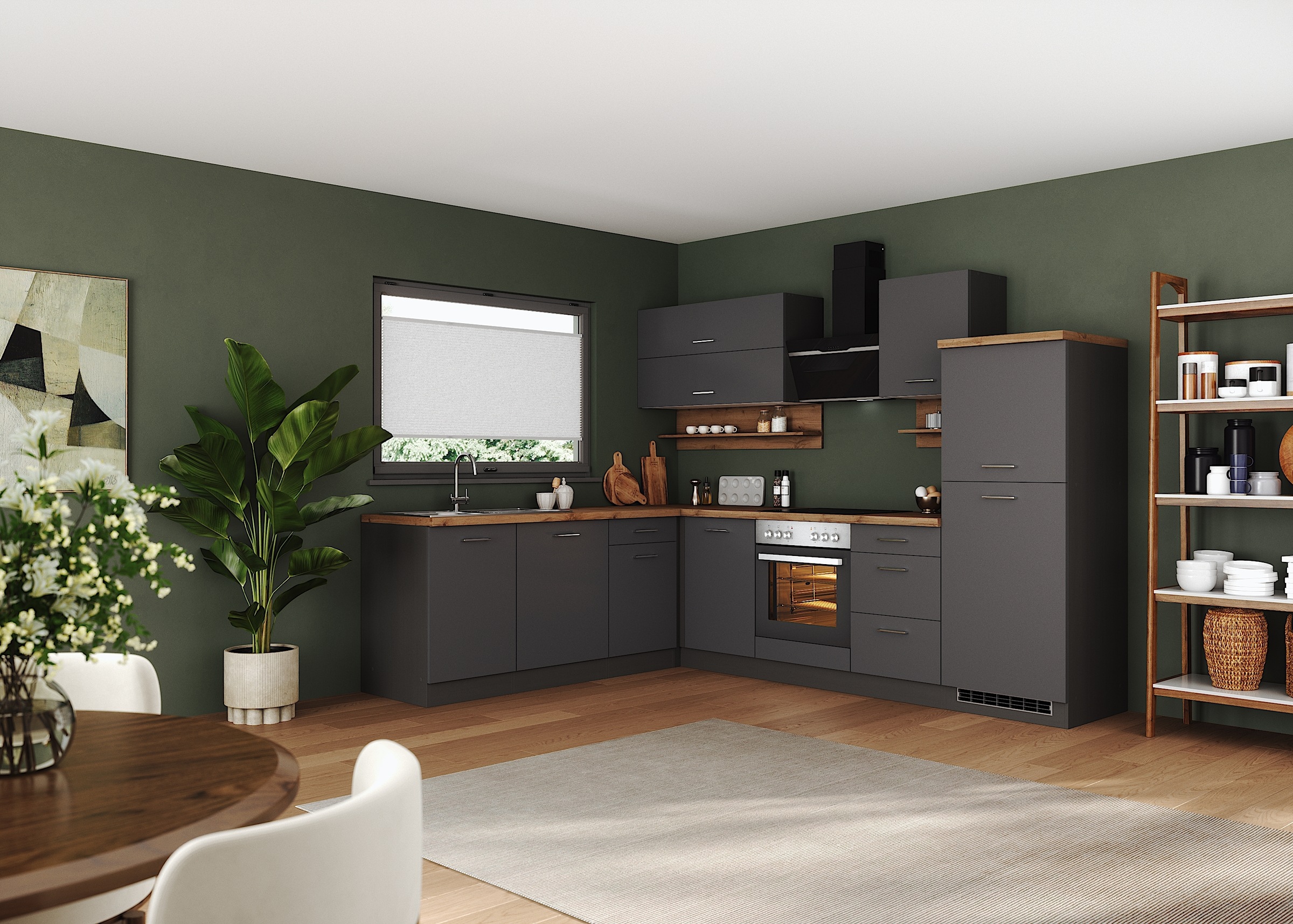 KOCHSTATION Winkelküche "KS-Milan", Stellbreite 280/220 cm, viel Stauraum, günstig online kaufen