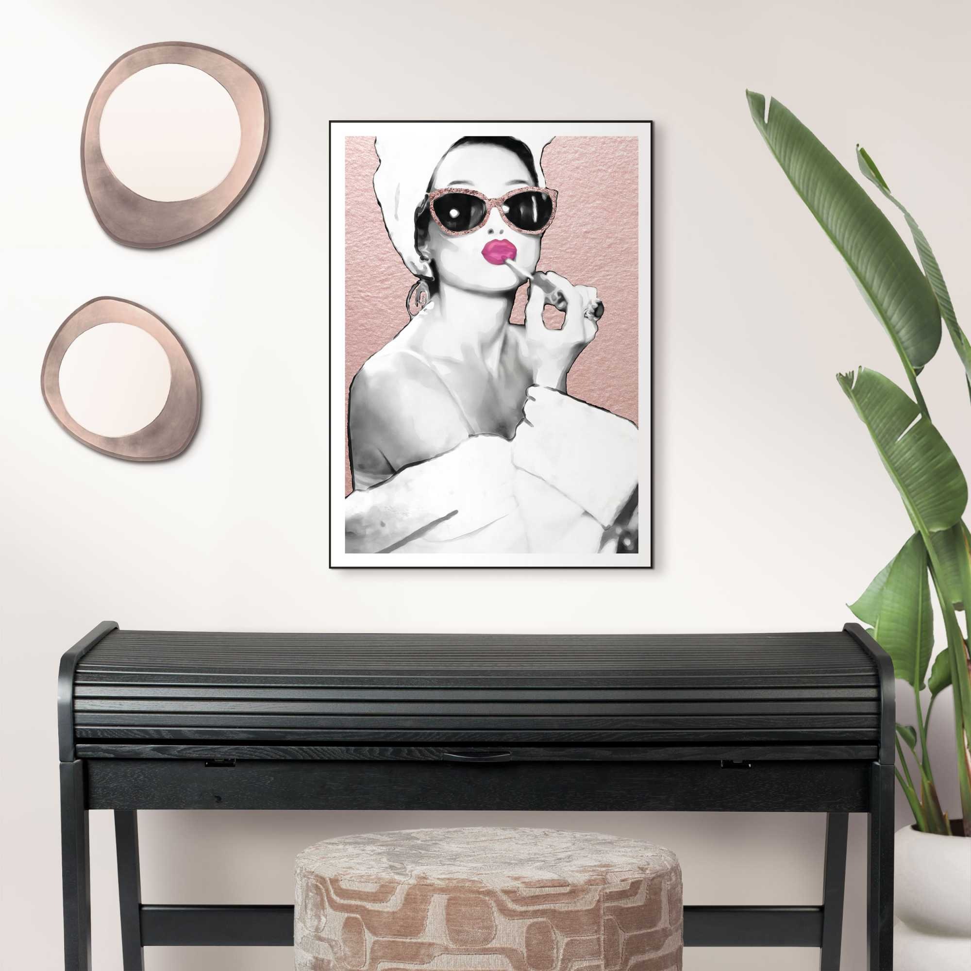 Reinders Poster "Lipstick Beauty", Schlafzimmer - Frau - Sonnebrille - Rosa günstig online kaufen
