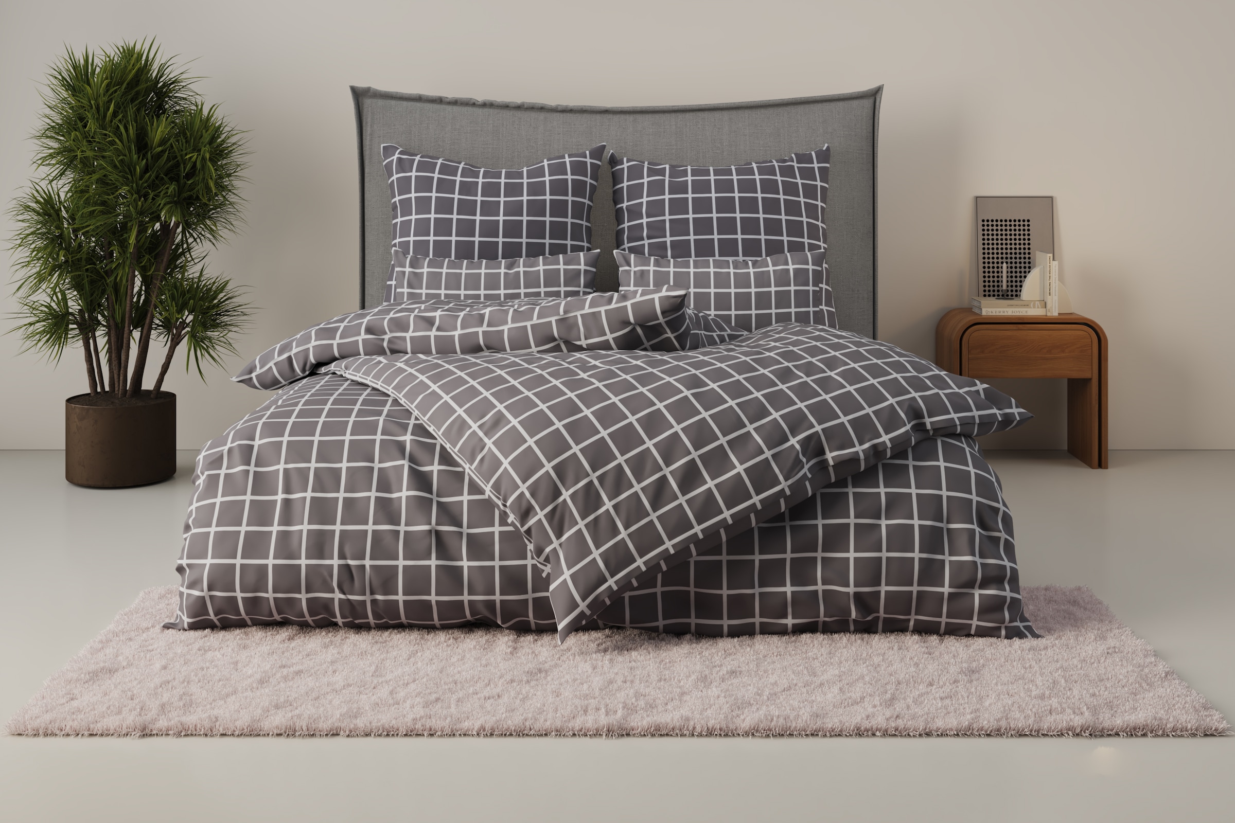 OTTO home Bettwäsche "Eemil" 2 Stk. tlg. karierte Bettwäsche, 100% Baumwoll günstig online kaufen