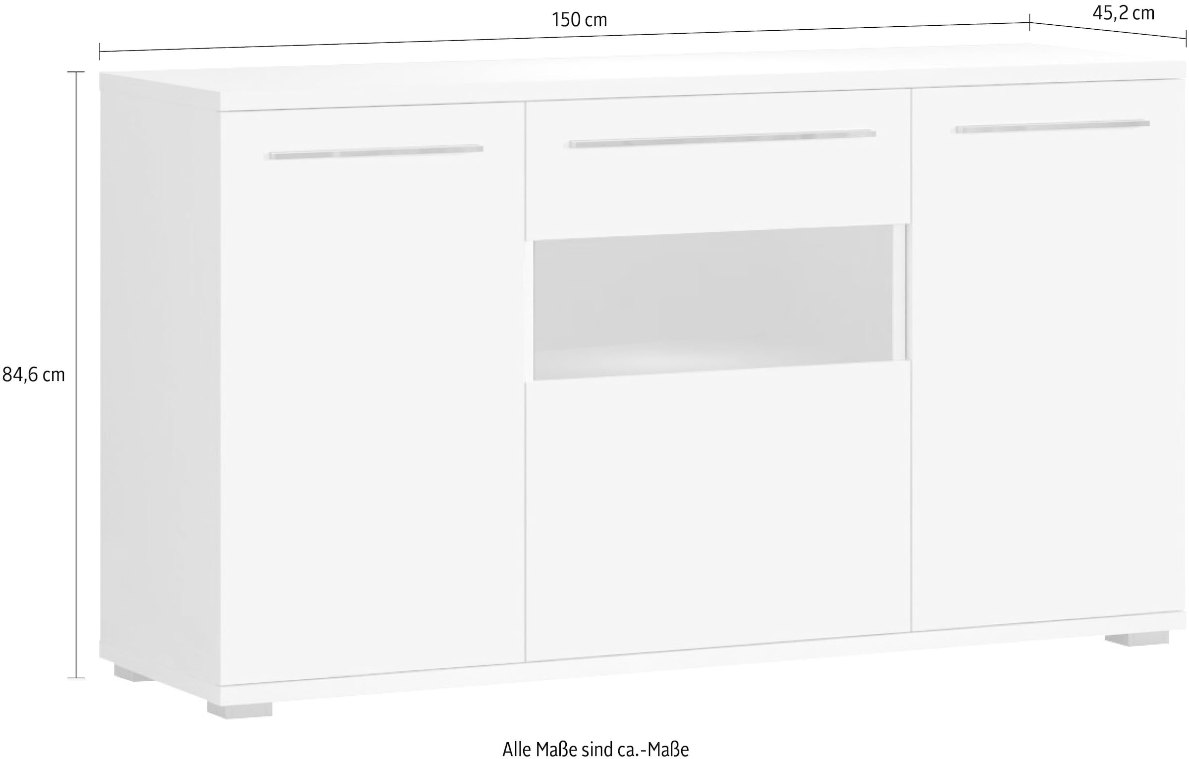 Places of Style Kommode »Piano«, Hochglanz UV lackiert, Soft-Close Funktion