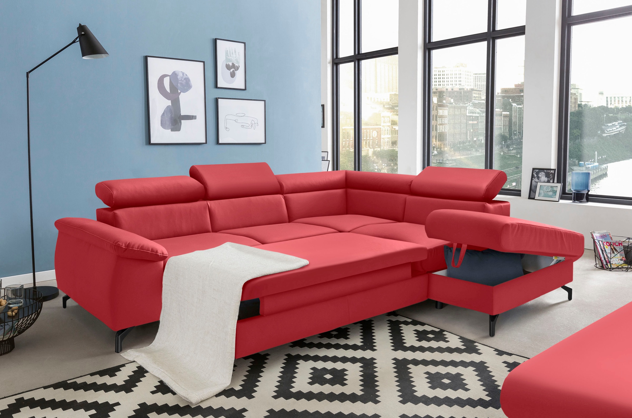 COTTA Ecksofa »Komaris L-Form«, mit Kopfteilverstellung, wahlweise mit Bettfunktion & Bettkasten