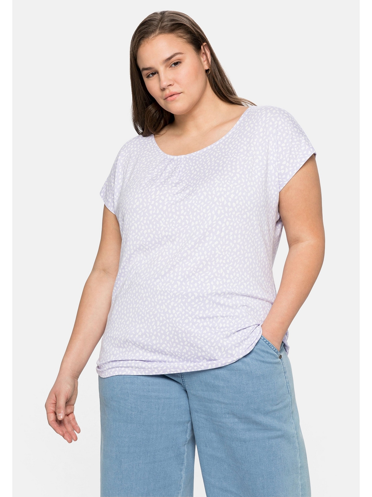 mit Falten Sheego Größen«, gelegten für »Große kaufen BAUR Alloverdruck T-Shirt | und