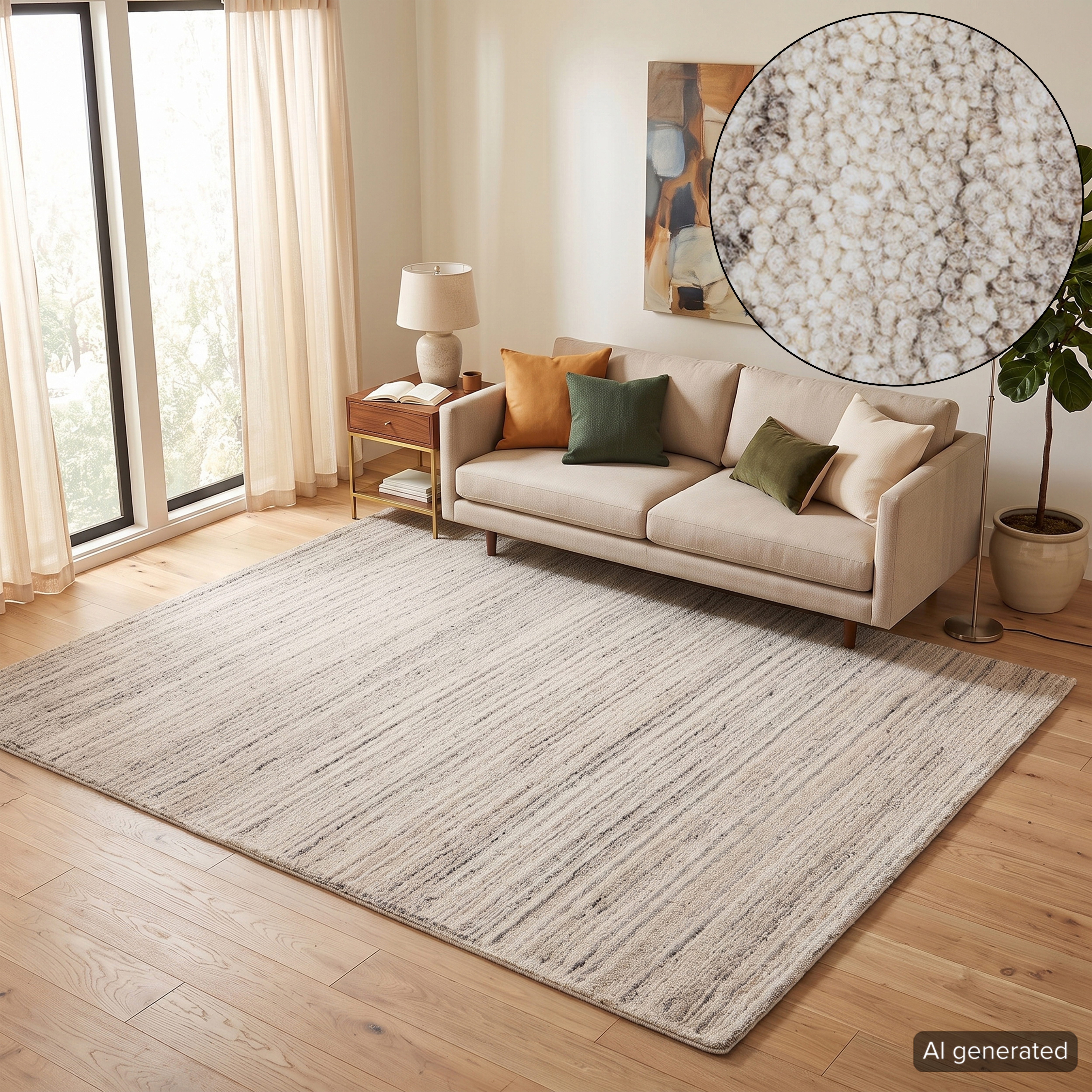 THEKO Wollteppich "Janne, Berber Teppich, Wolle, meliert, handgearbeitet" rechteckig 20 mm Höhe handgetuftet, Wohnzimmer, Schlafzimmer, Esszimmer