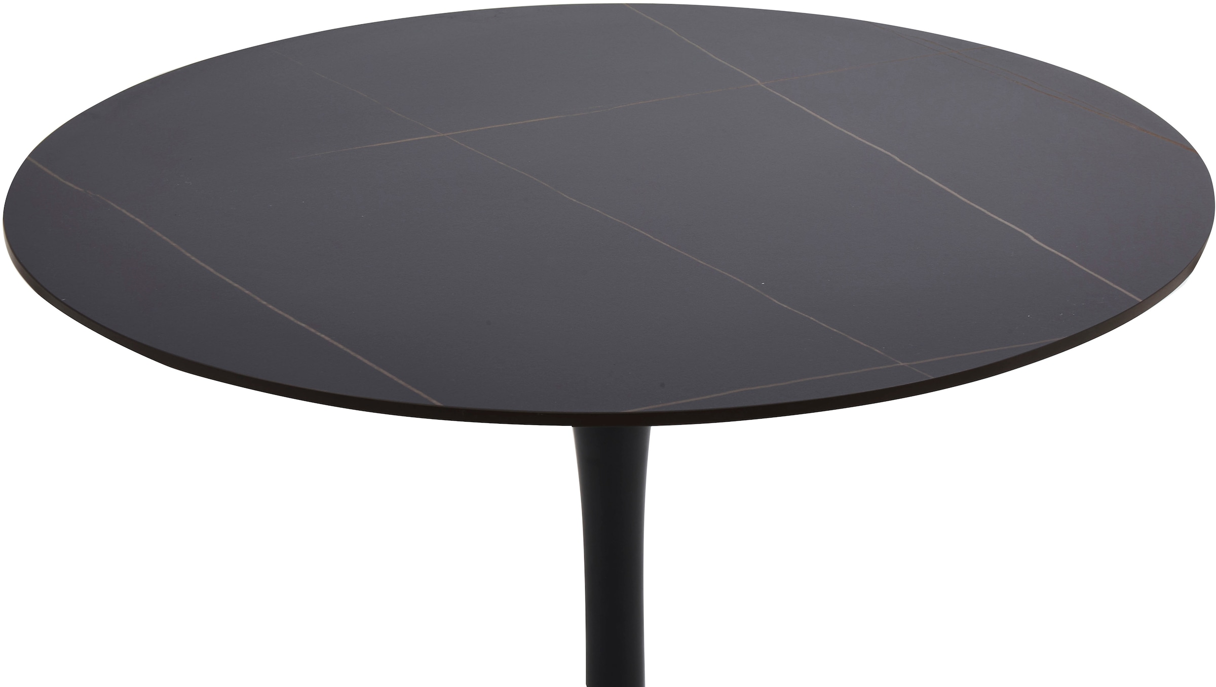 OTTO home Esstisch »Freya« 1 Stk. tlg. Runder Tisch 90cm in Sinterstein, Black Copper mit schwarzem Säulenfuß