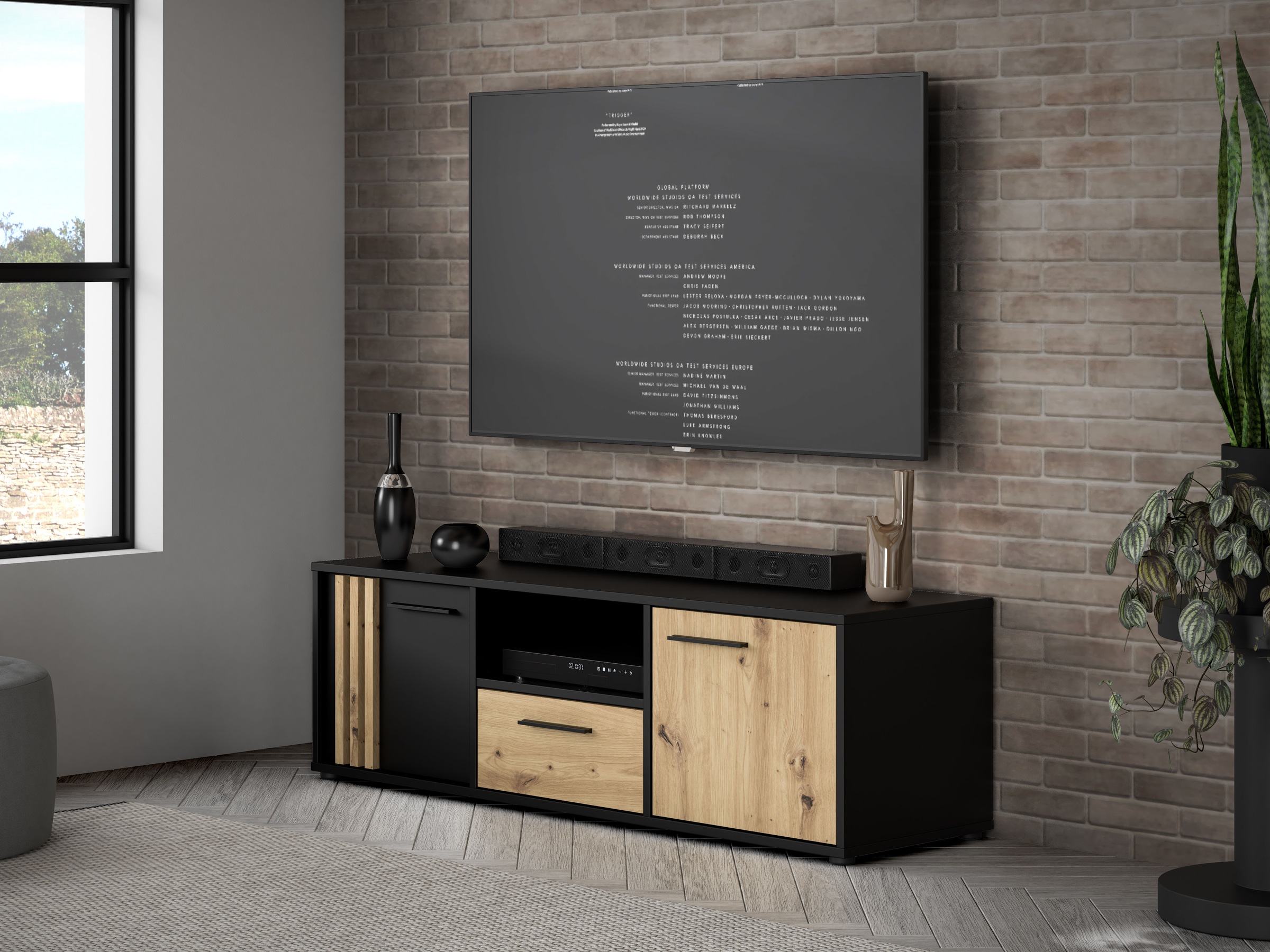 FORTE Lowboard "Cardigan TV-Board, TV-Schrank", TV-Board, 2 farbig, Staurau günstig online kaufen