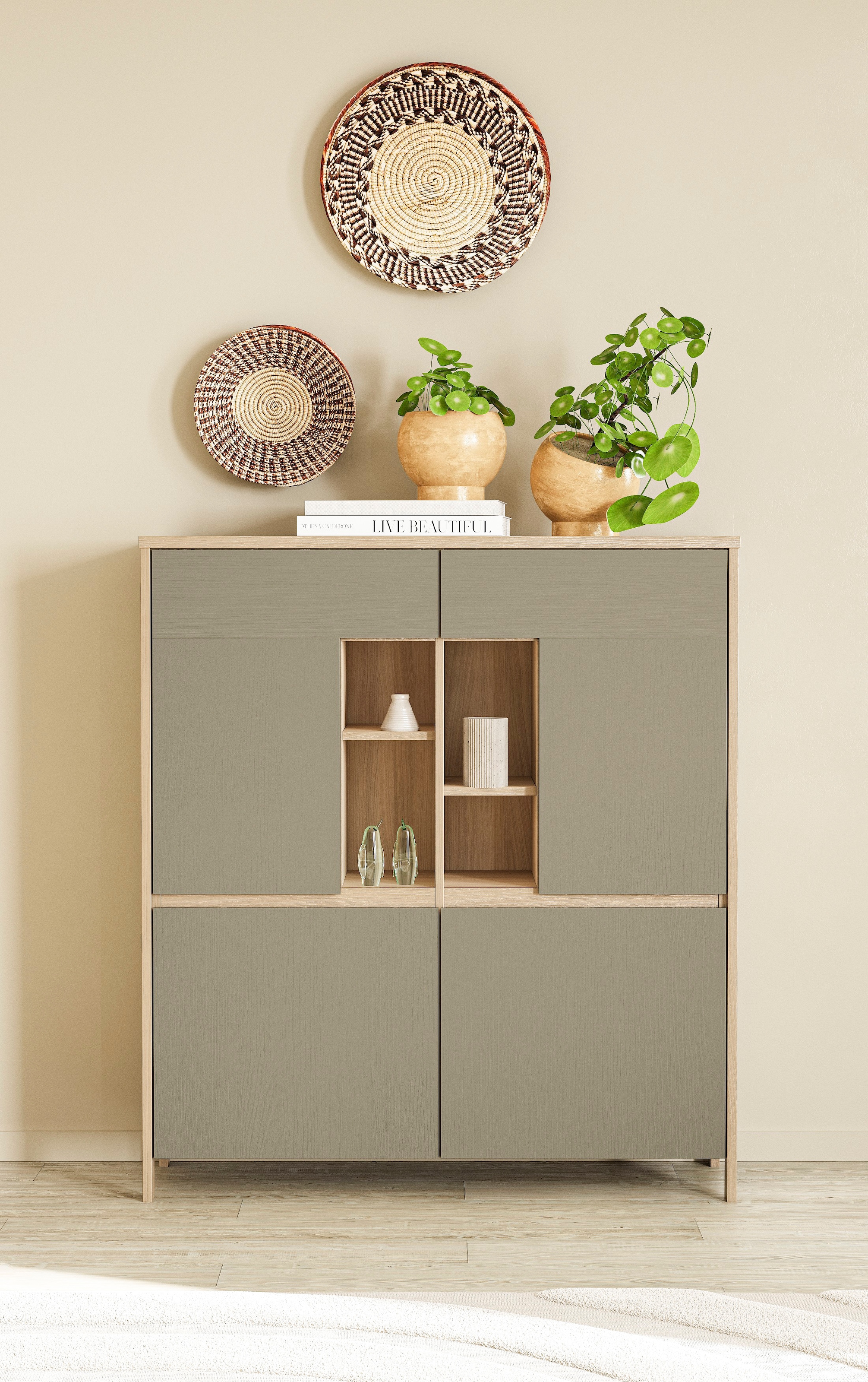 Home affaire Highboard "Stranda, moderner Schrank, Stauraumelement im Scand günstig online kaufen
