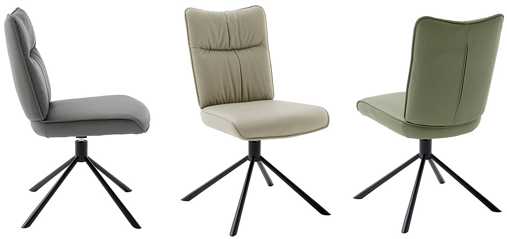MCA furniture 4-Fußstuhl »MARIN Esszimmerstuhl (2er Set) - Stuhl«, (Set), 2 St., Microfaser, 360° drehbar, Metall schwarz, beweglichen Rücken, belastbar 120 kg